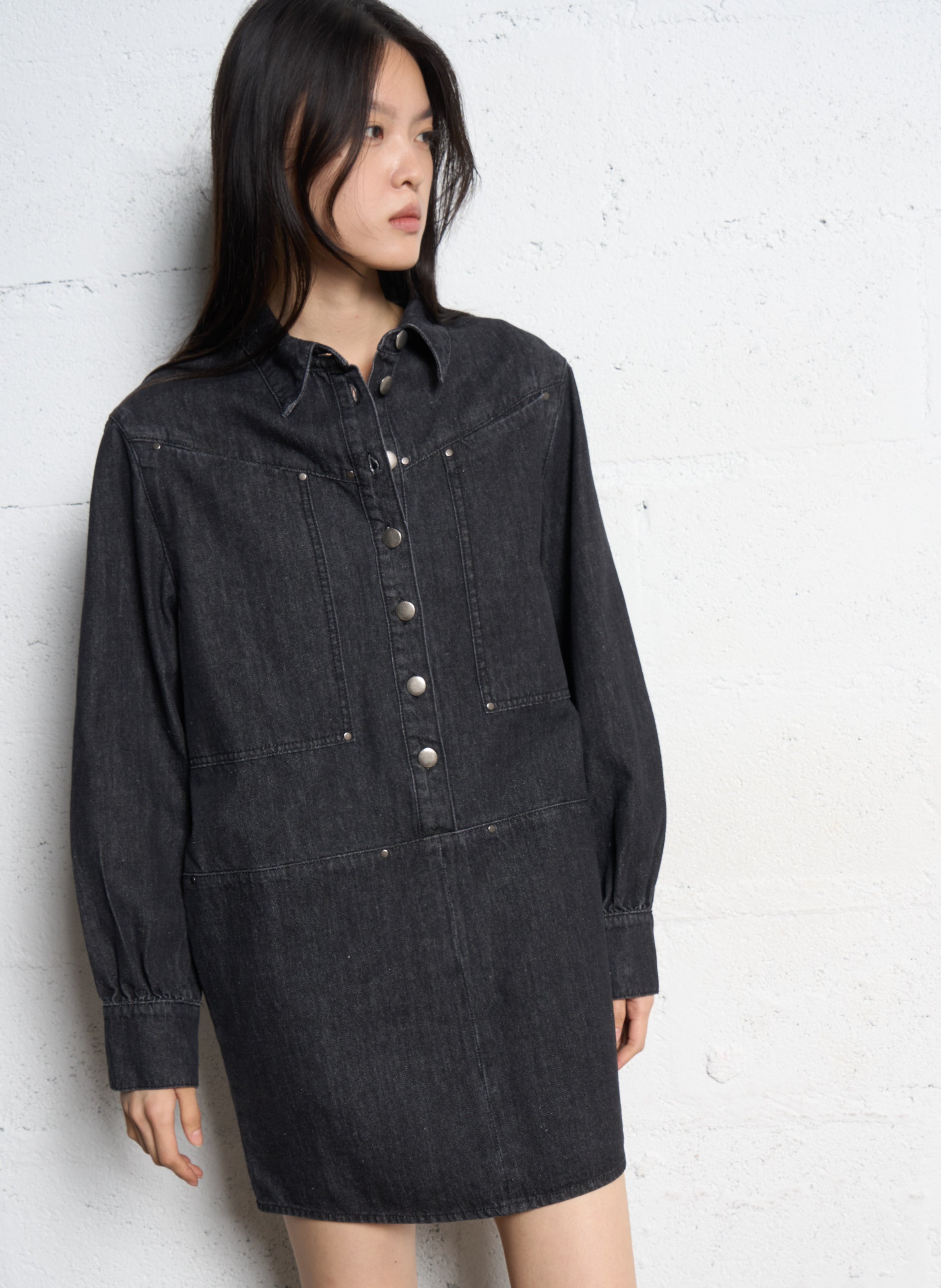 Oversize-Kleid aus Baumwollmischung SUNCOO Schwarz