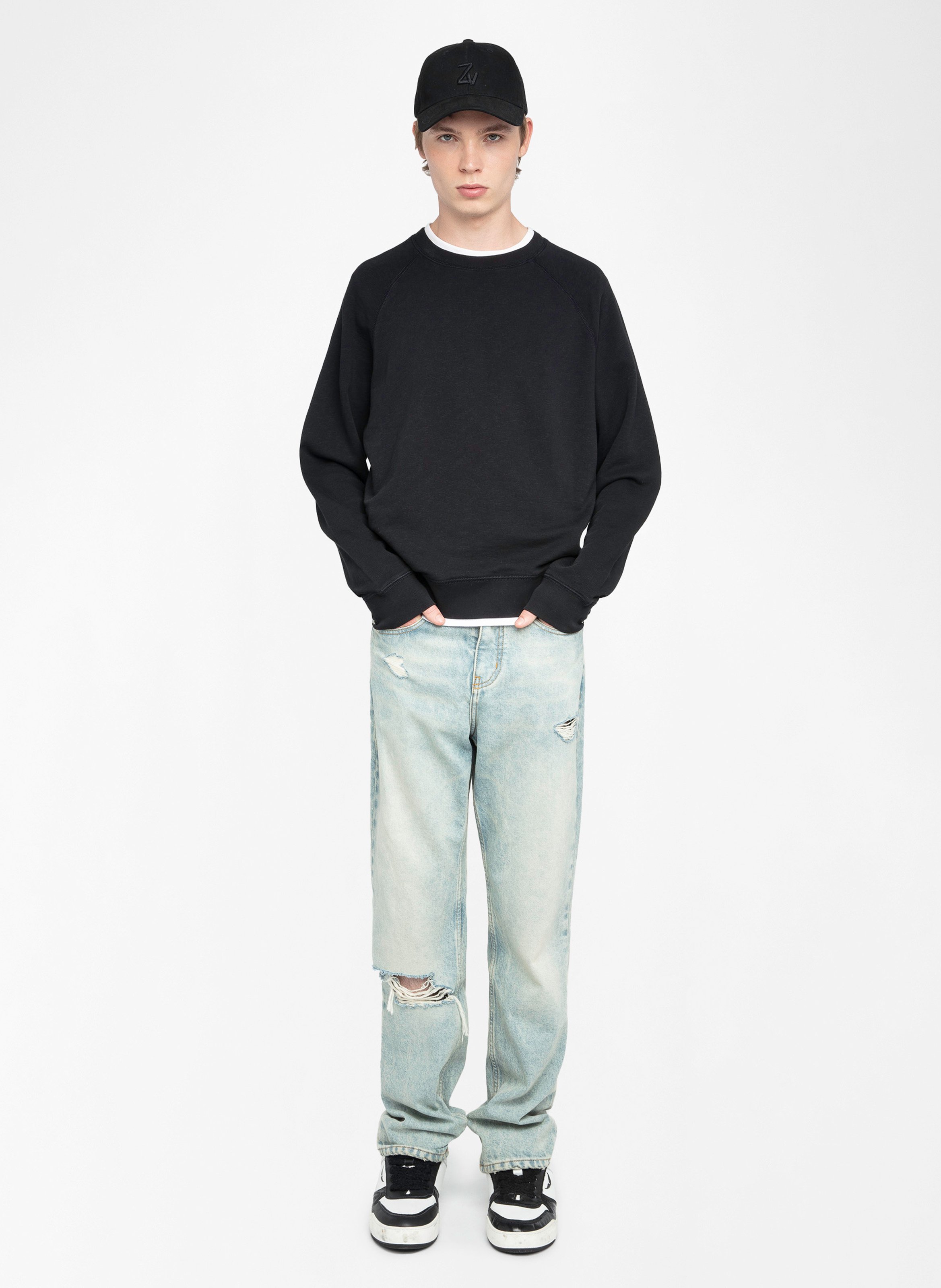 Sweat col rond en coton ZADIG&amp;VOLTAIRE Noir