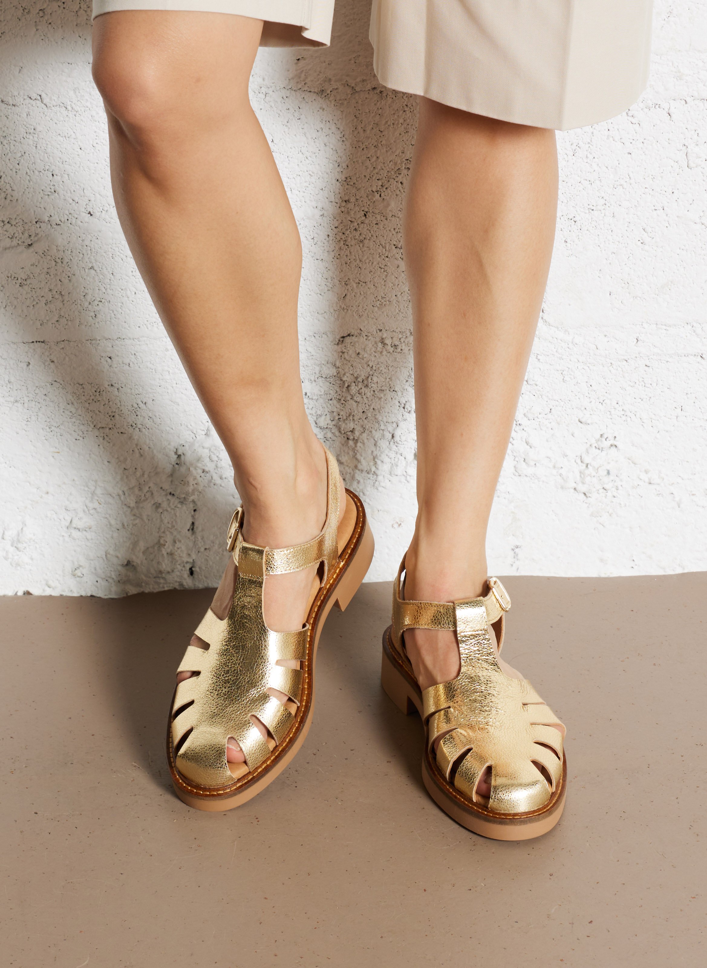 Metallische Ledersandalen BOCAGE Golden