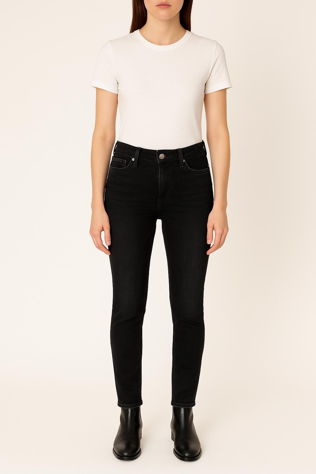 Cropped slim jeans with studs ACNE STUDIOS - Seconde Main Blue