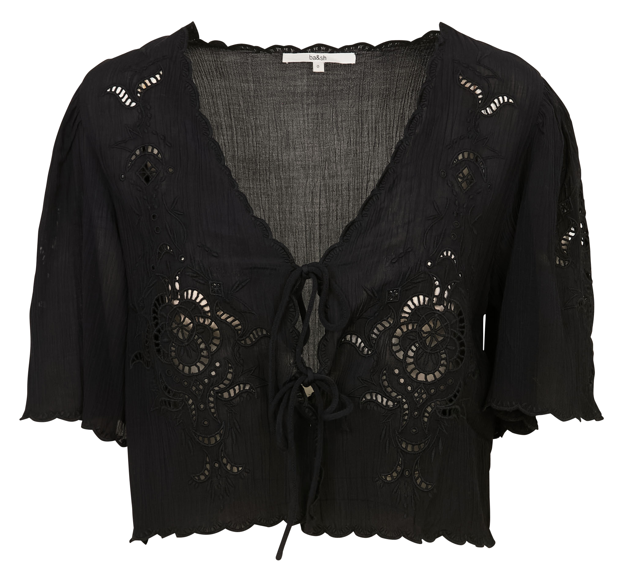 Top col v brodé BA&SH Noir