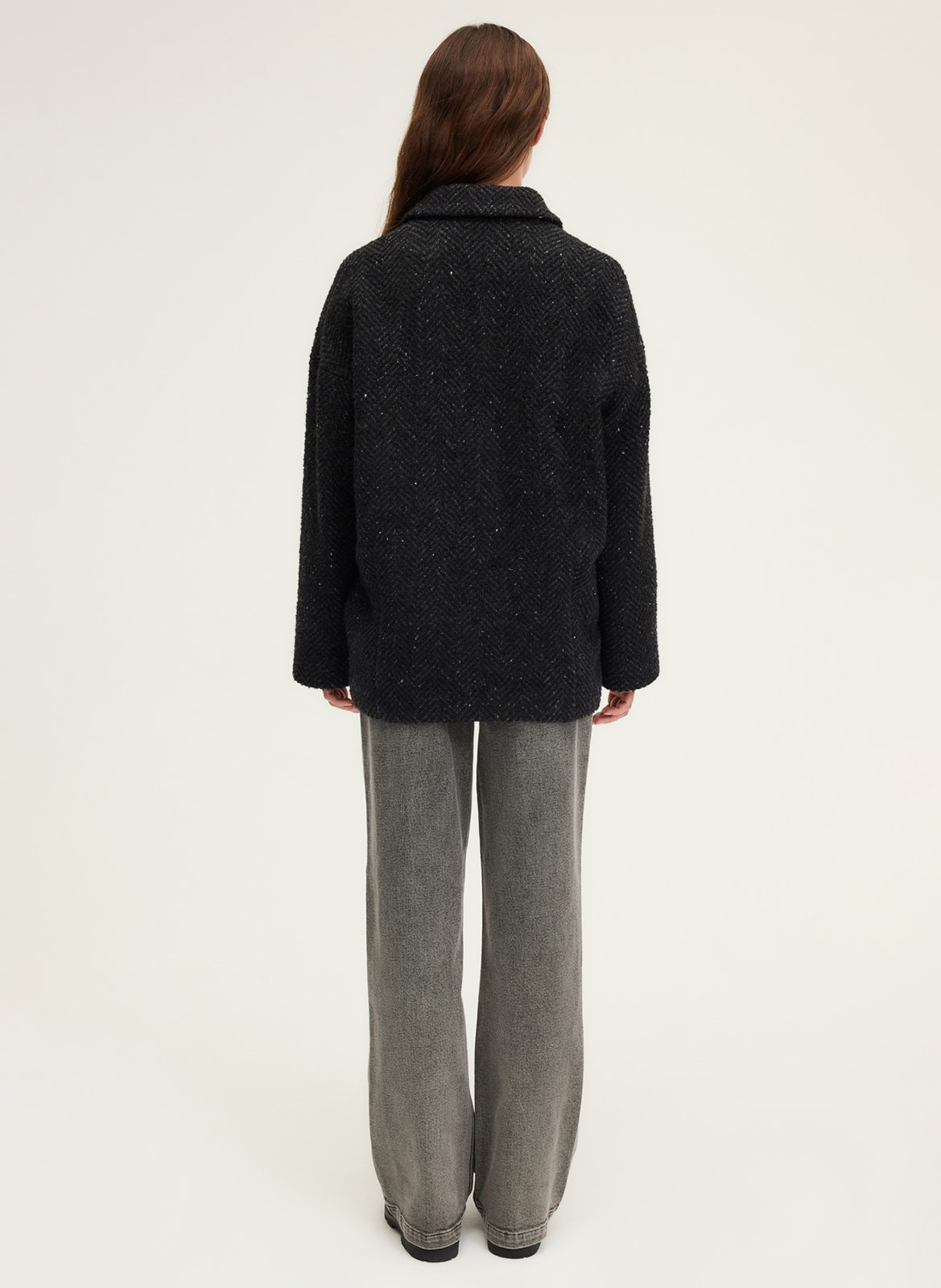 Manteau col tailleur en laine mélangée PABLO Noir