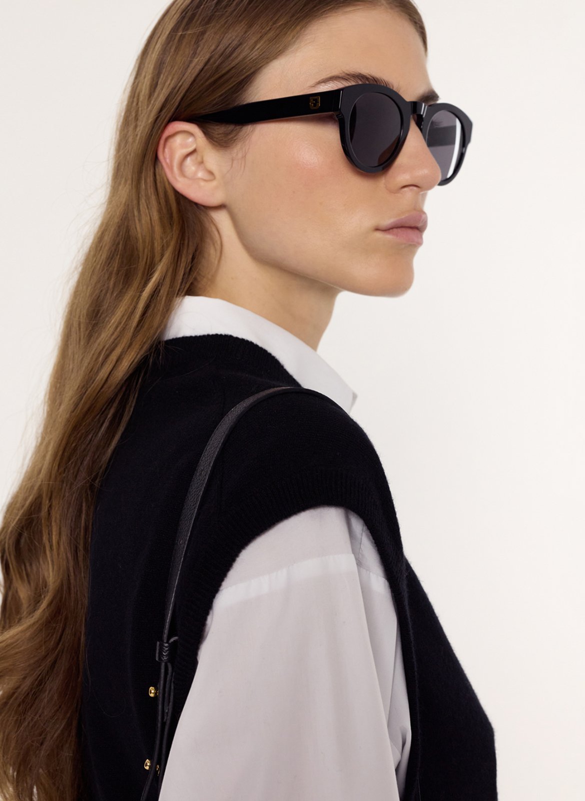 Pull droit col rond en cachemire GERARD DAREL Noir