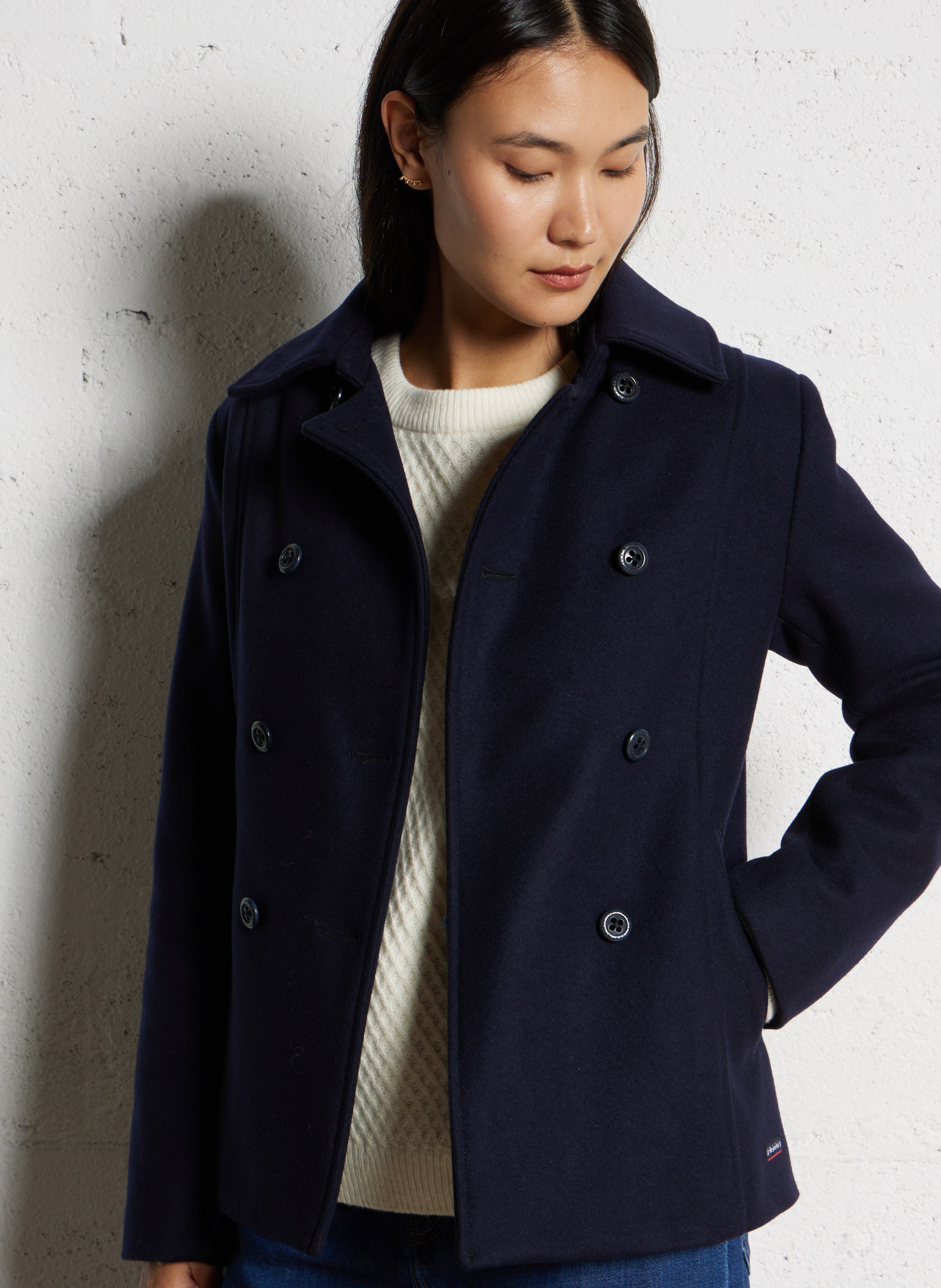 Manteau col tailleur en laine ARMOR LUX Bleu