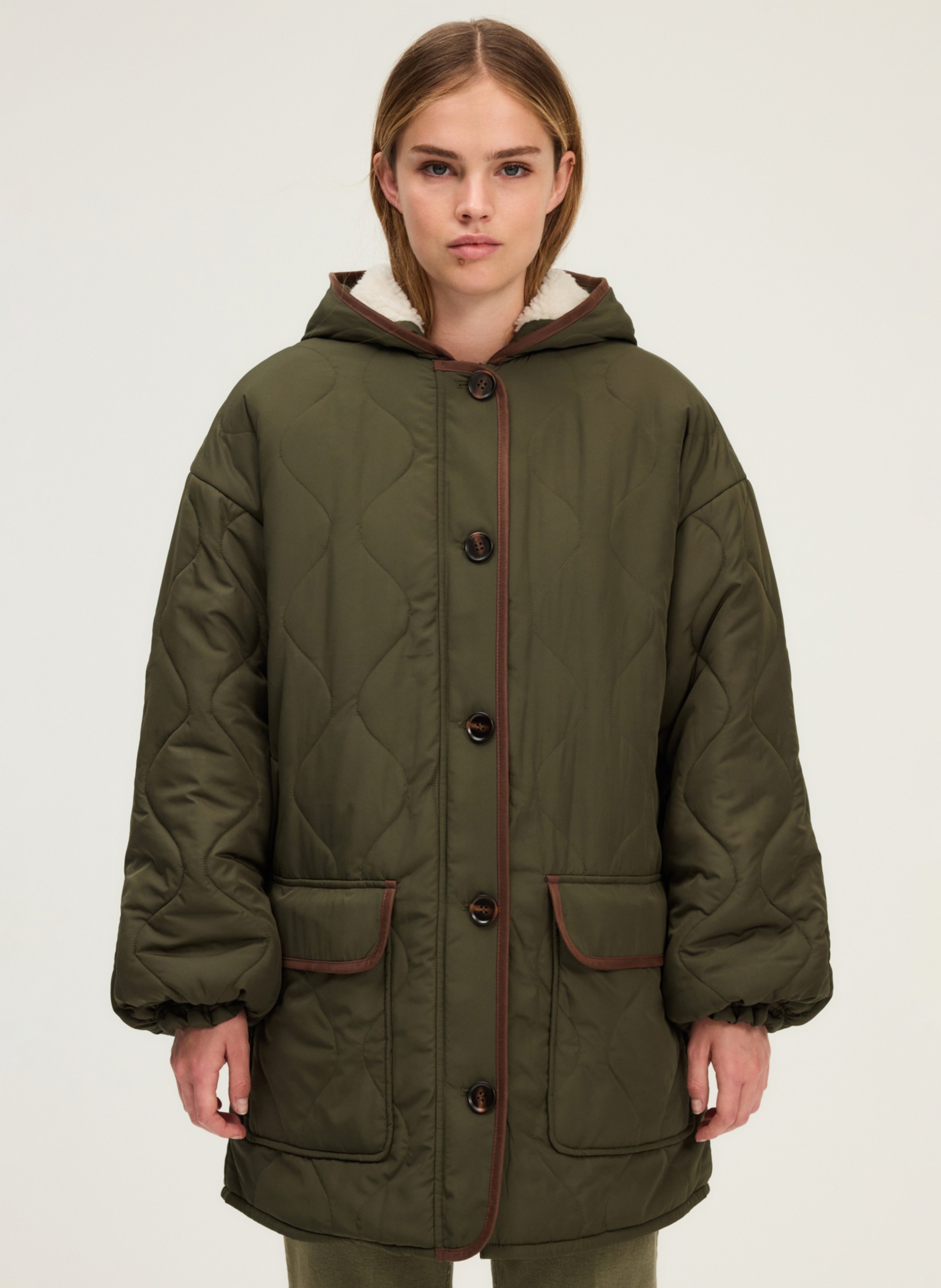 Gewatteerde rechte jas PABLO Kaki