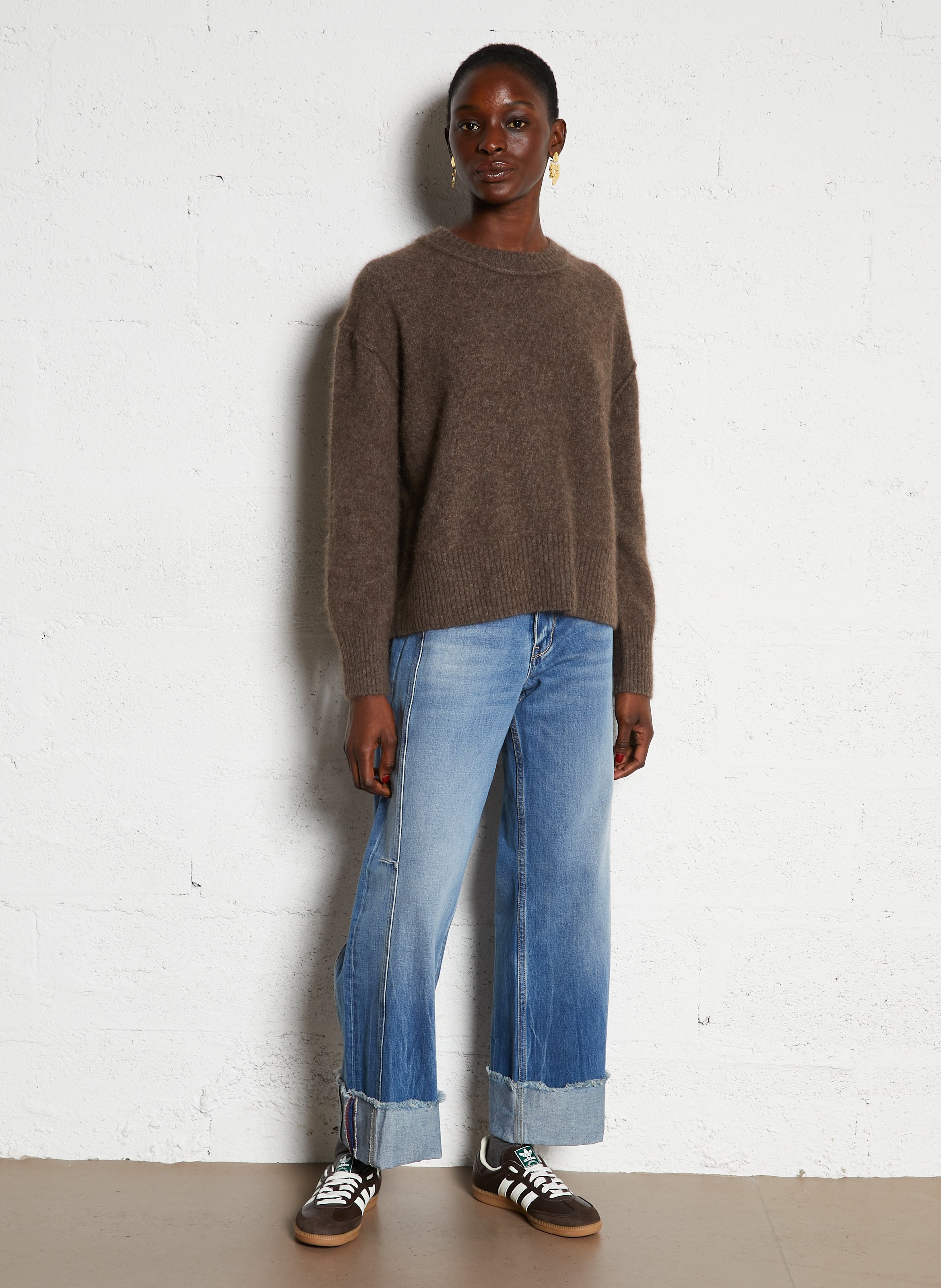 Abidjan wool round-neck sweater BELLA JONES Brown