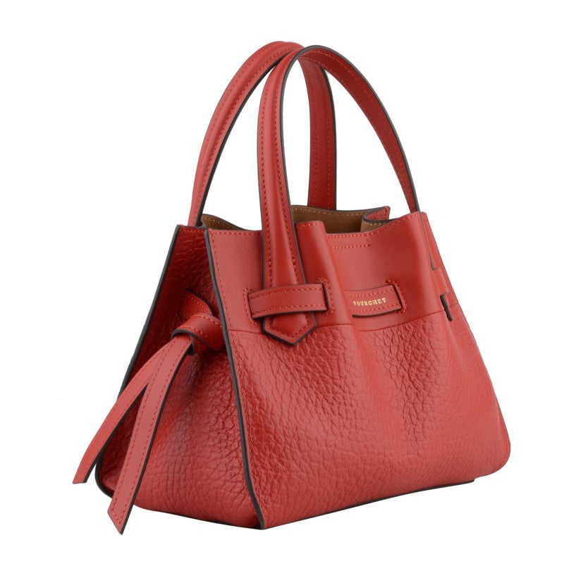 Handbag - cowhide leather POURCHET Red