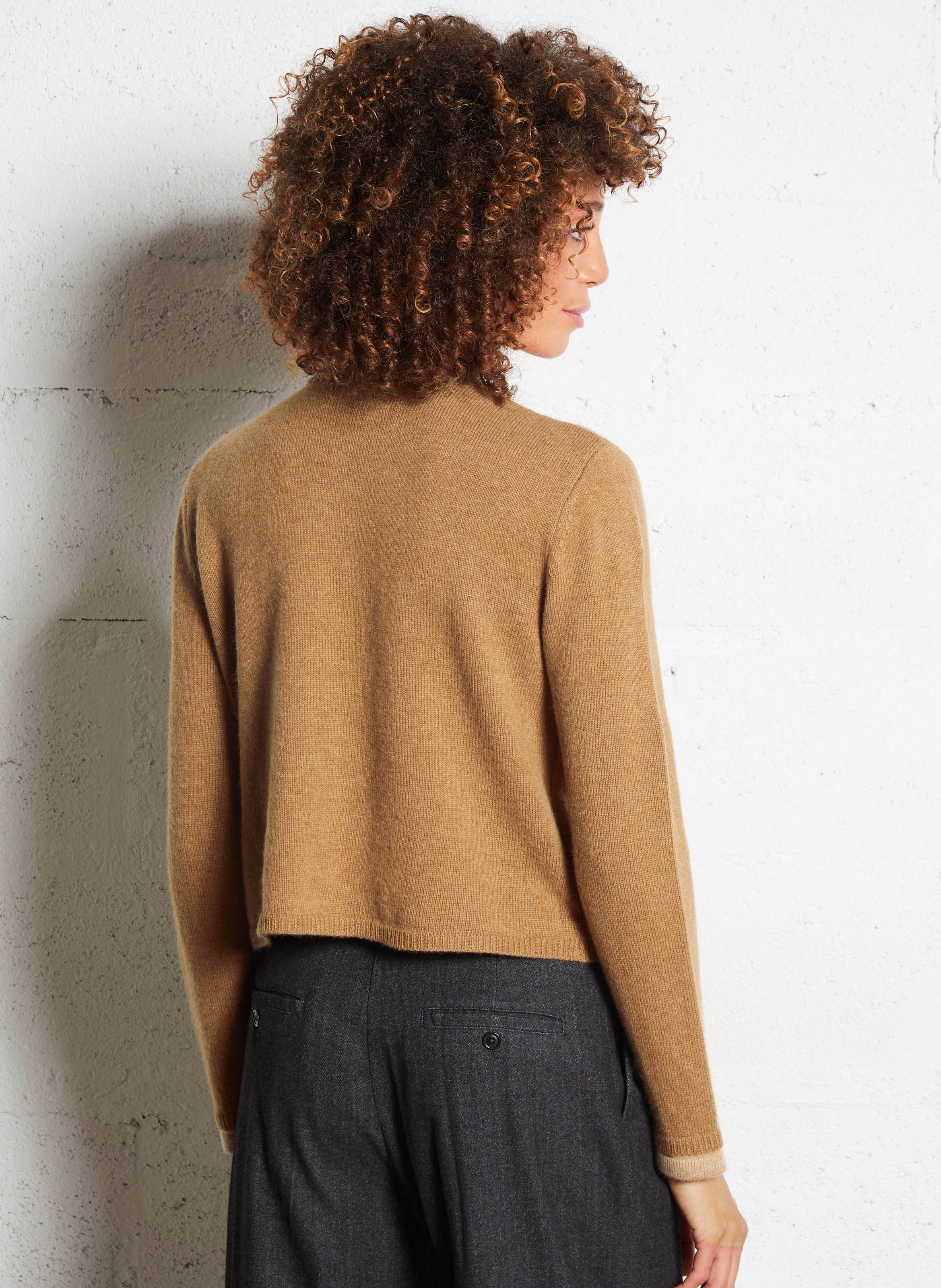 Rundhalsausschnittweste aus Wolle und Kaschmirgemisch BERENICE Beige