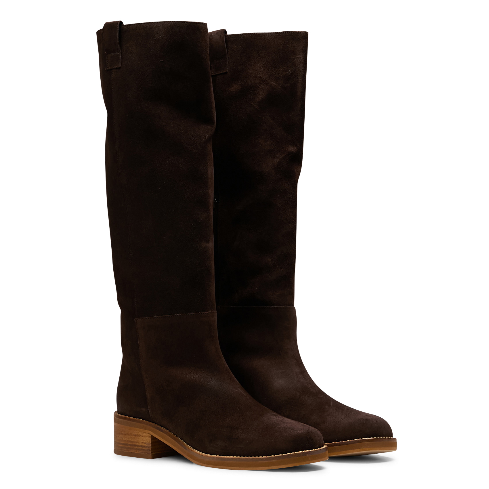 Bottes hautes en cuir velours MAISON 123 Marron
