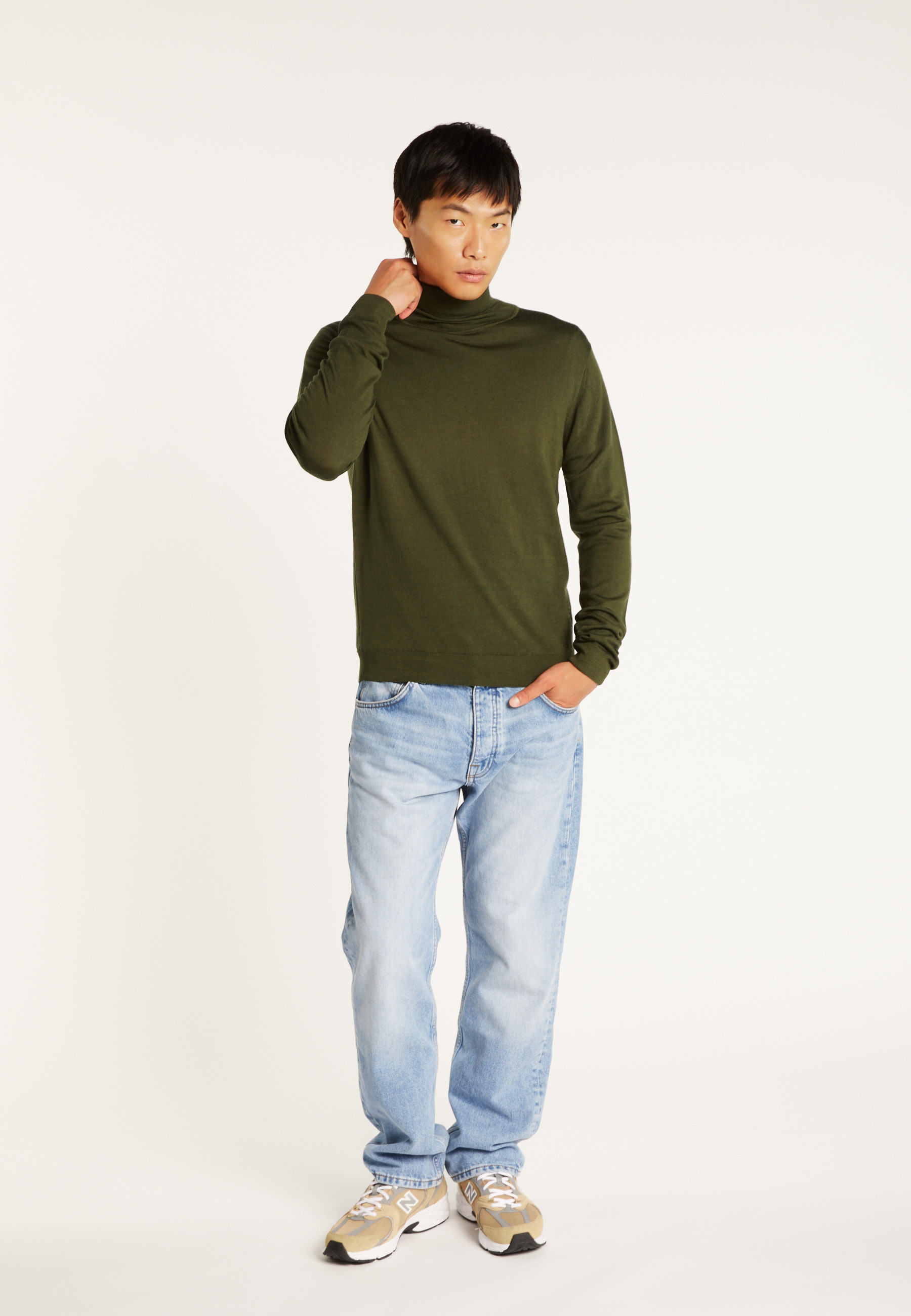 Merino wool roll-neck sweater MAISON MONTAGUT Khaki