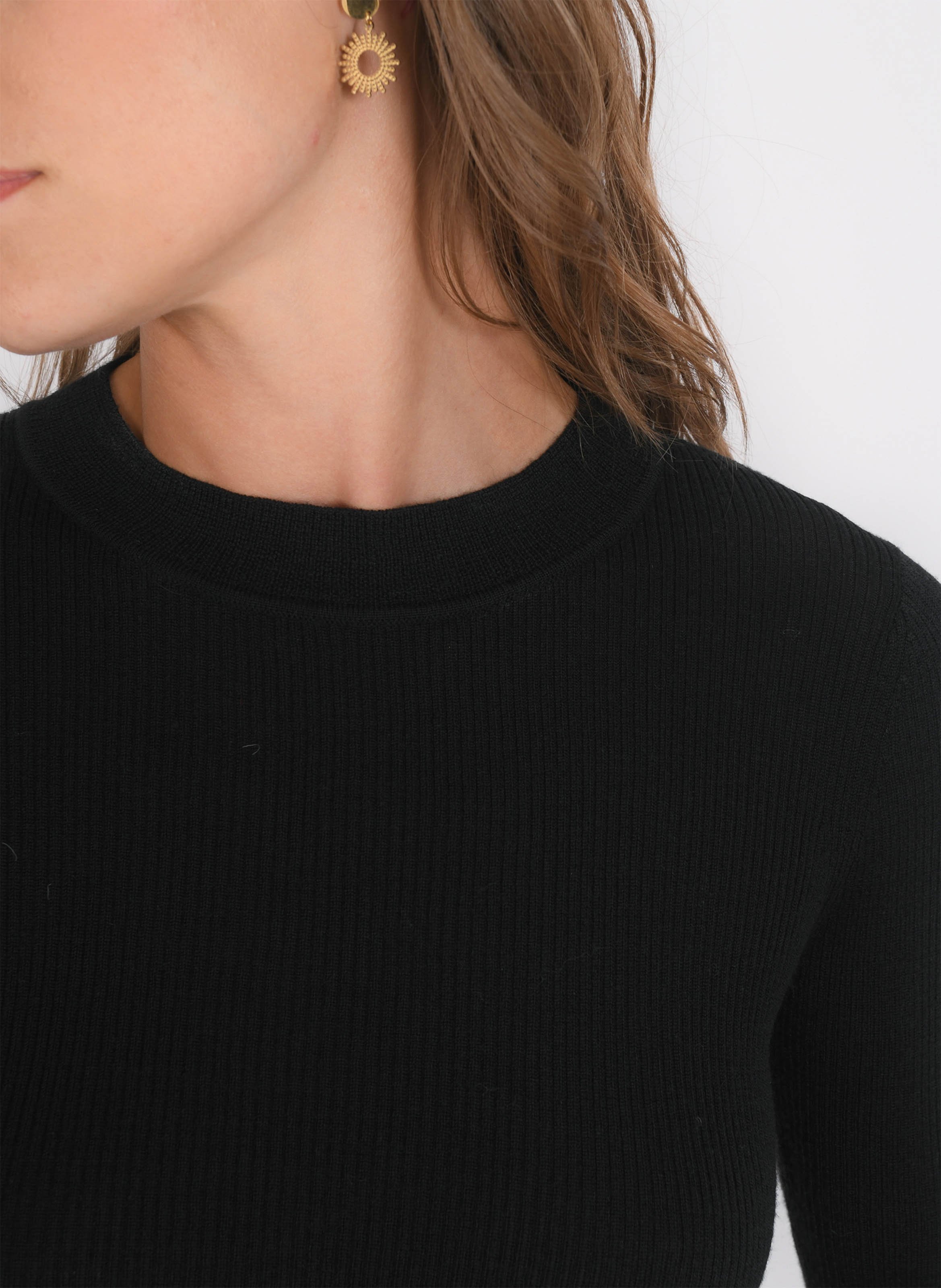 Pull col rond en laine mélangée KOOKAI Noir