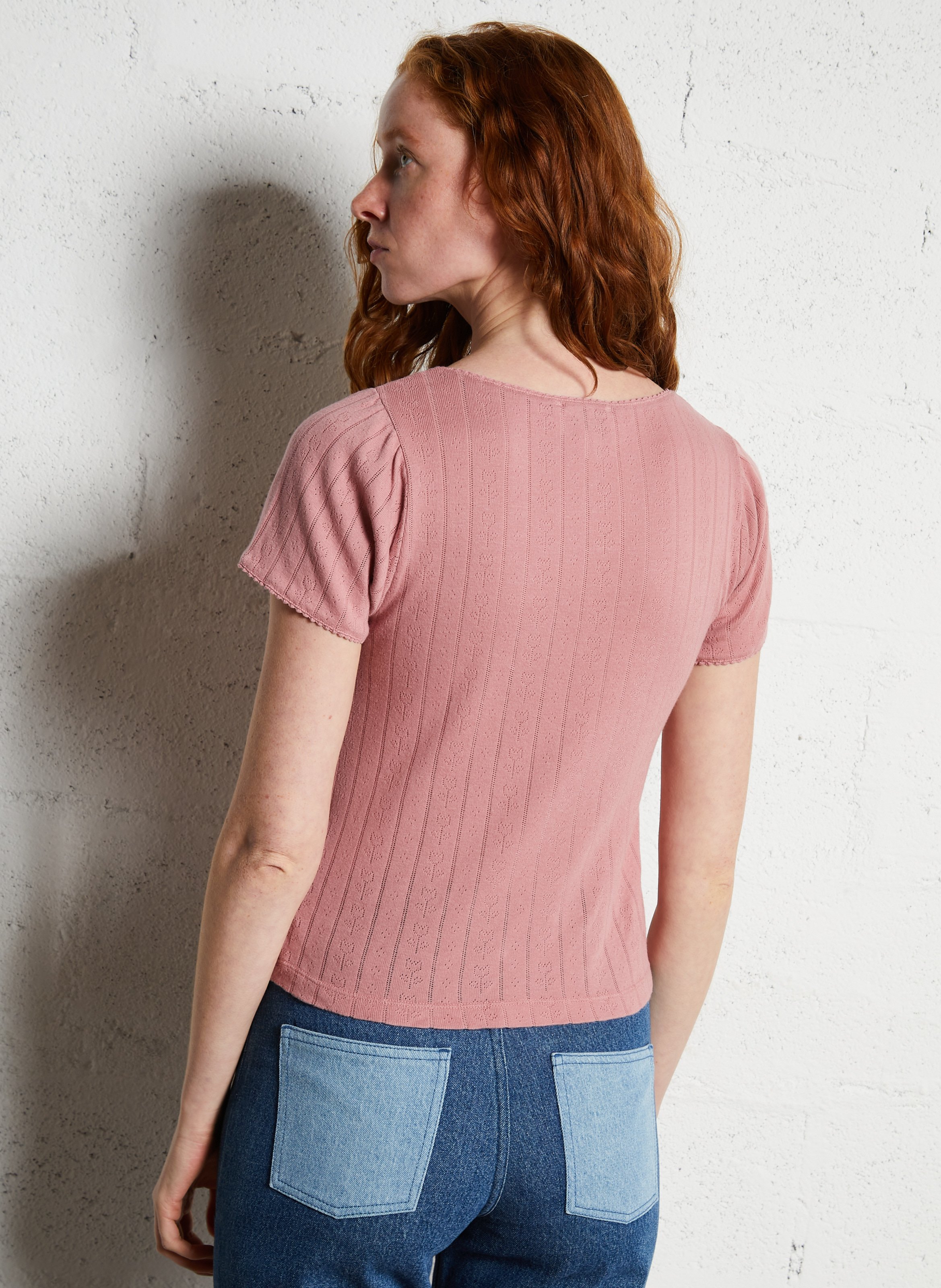 Basic cotton-mix T-shirt Pink