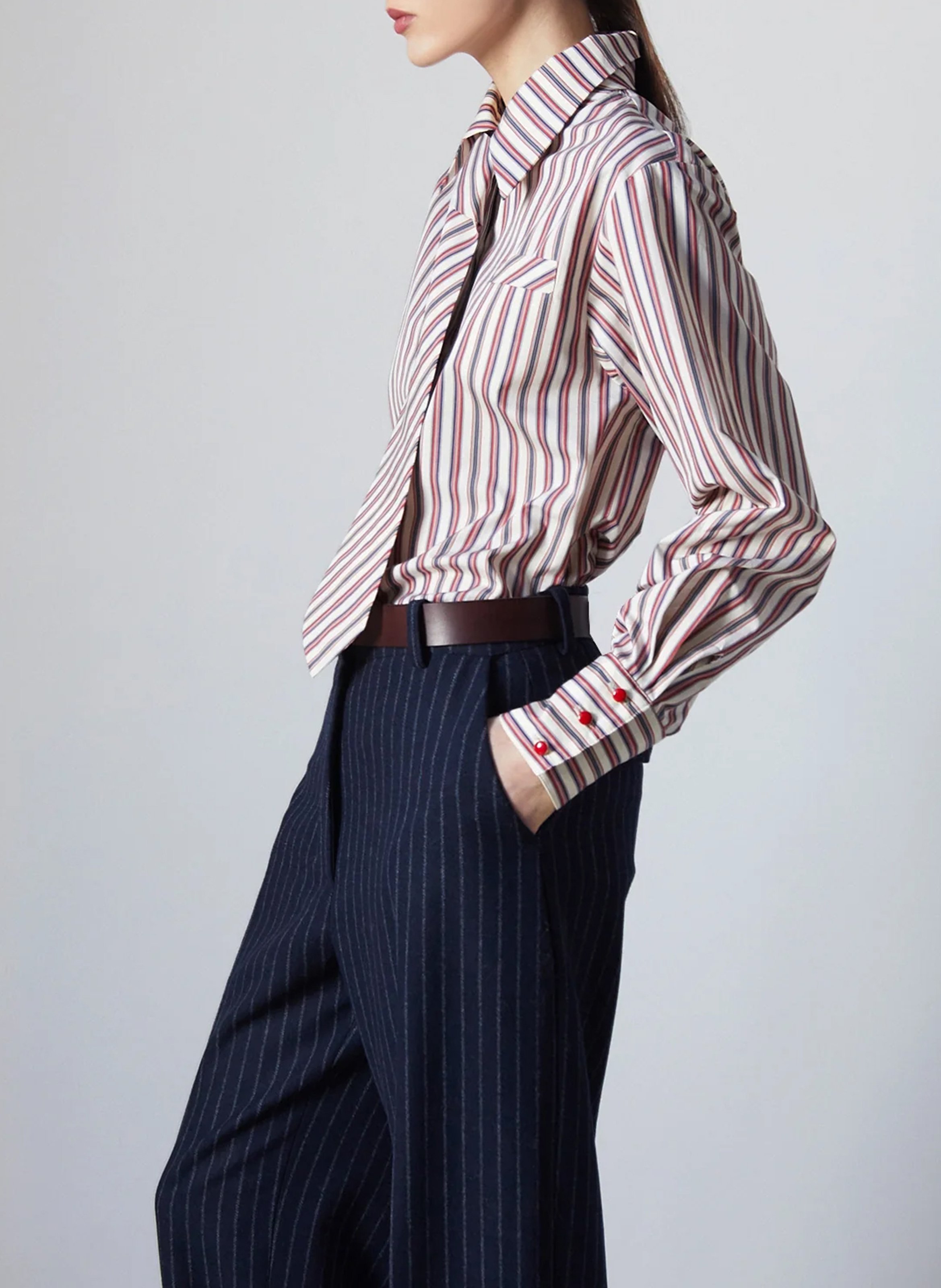 Chemise à rayures col classique THE LABEL EDITION Multicolore