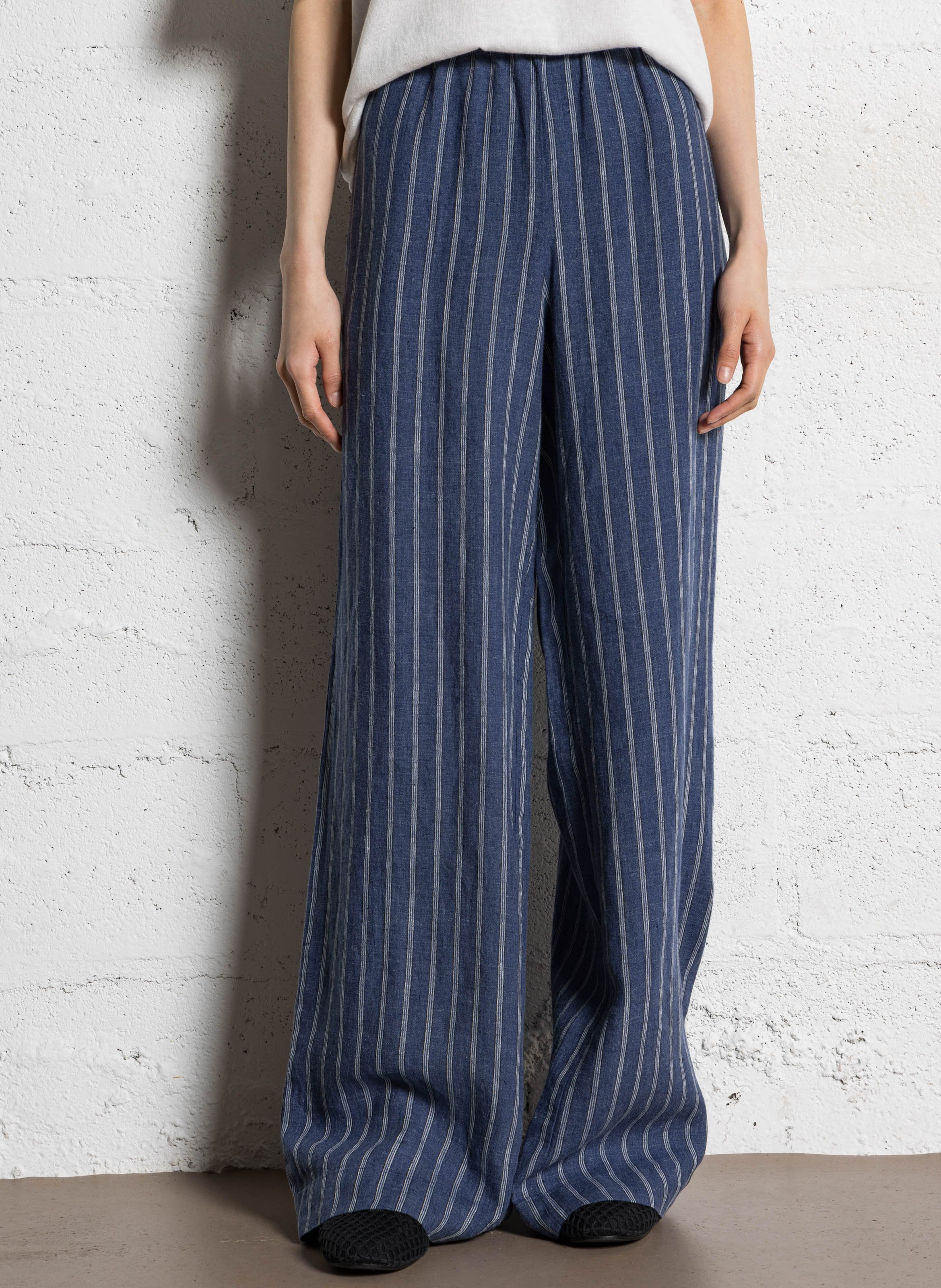 High-waisted wide-leg linen pants JC SOPHIE Blue