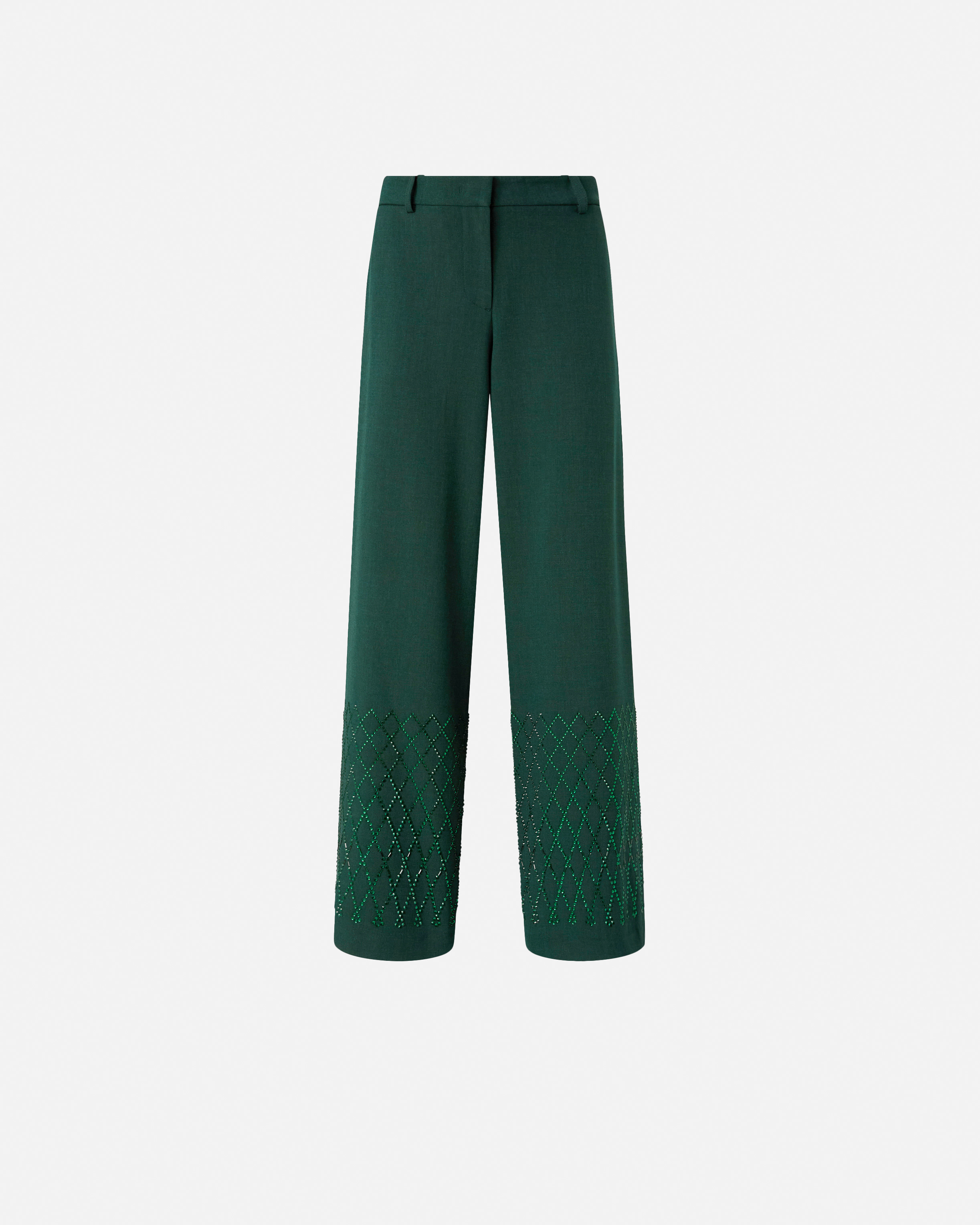 Wide-leg pants with rhinestones PINKO Green