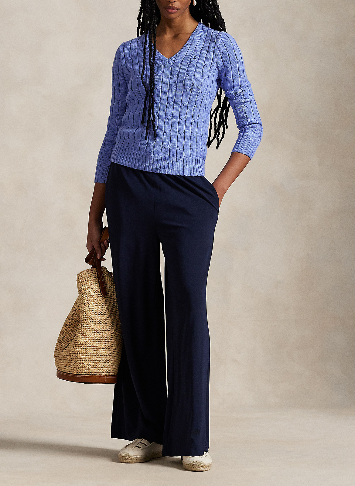 Aansluitende V-hals trui van katoen POLO RALPH LAUREN Blauw