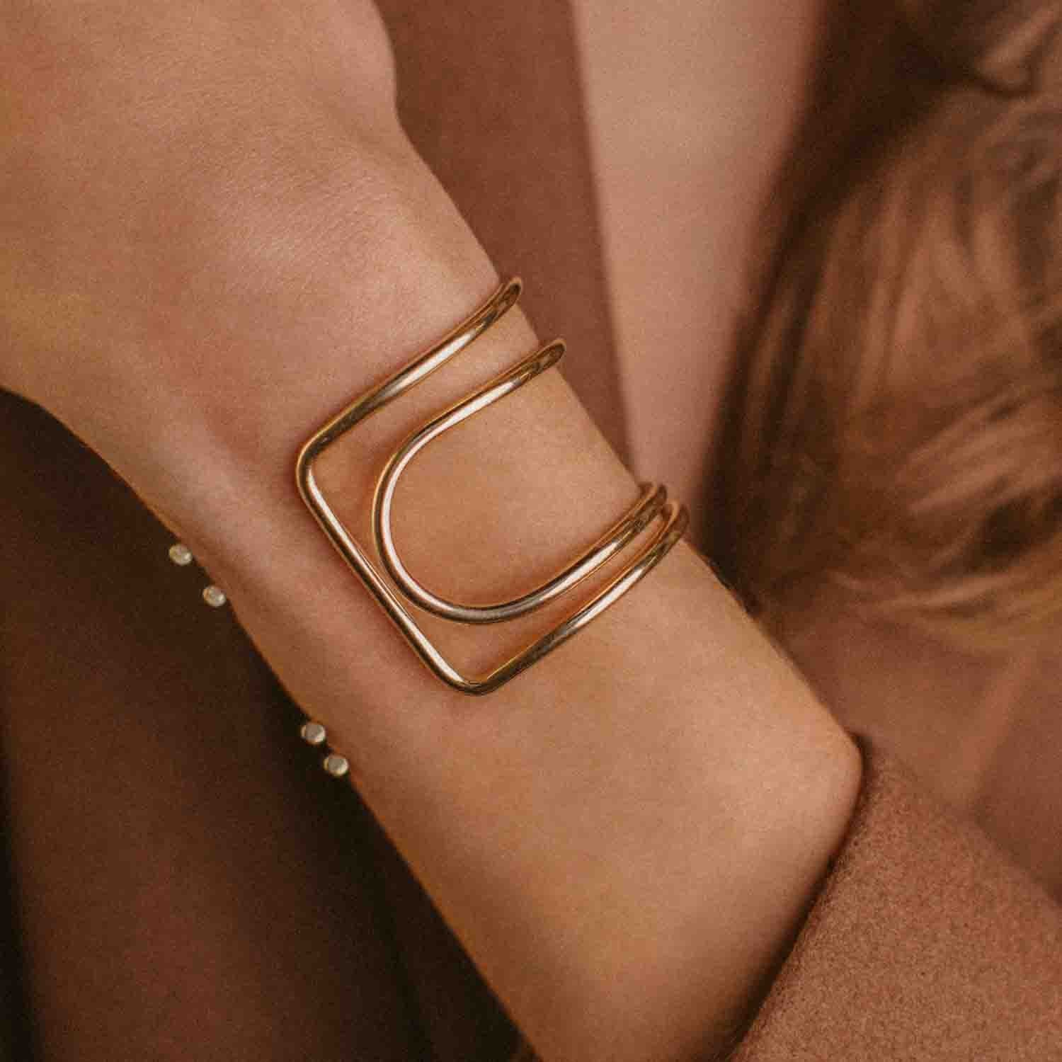 Manchette ajustable, argent recyclé MAYRENA Doré