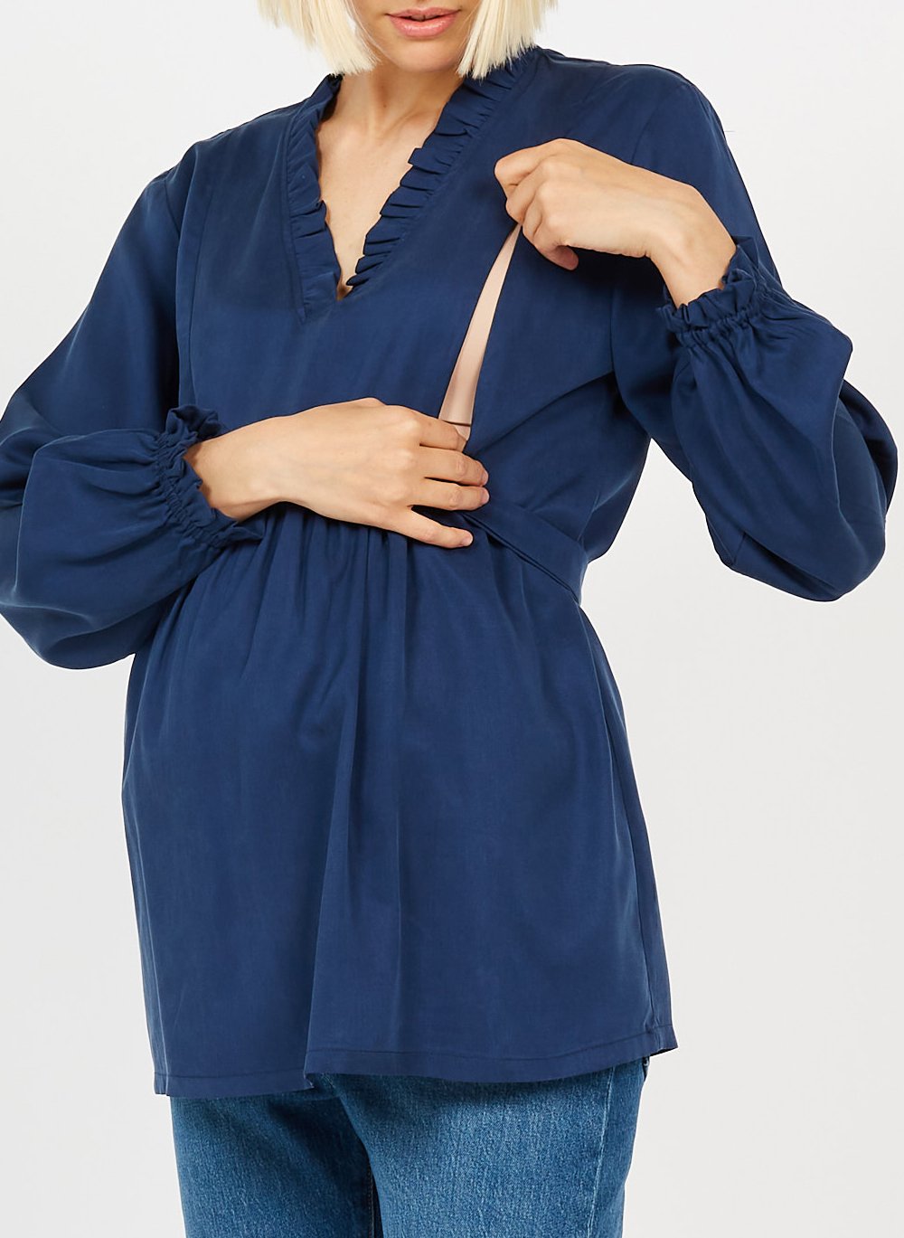 Long-sleeved maternity top POLINA Blue