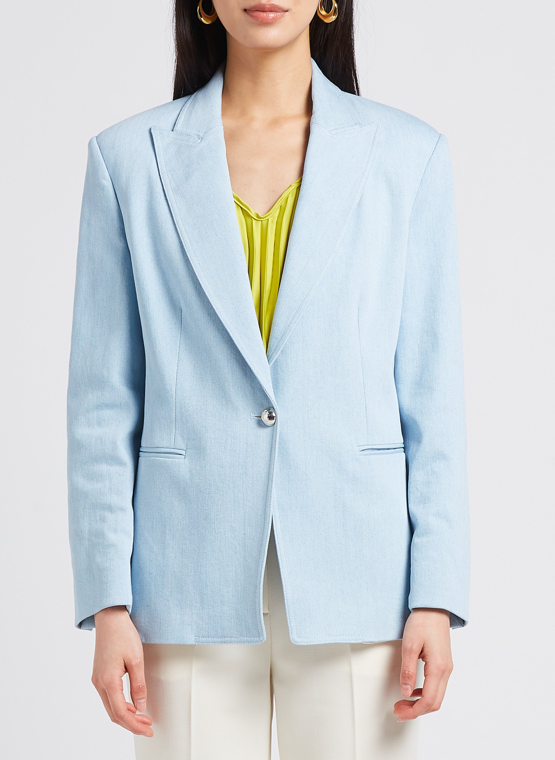 Veste de tailleur en denim de coton mélangé  PINKO Bleu