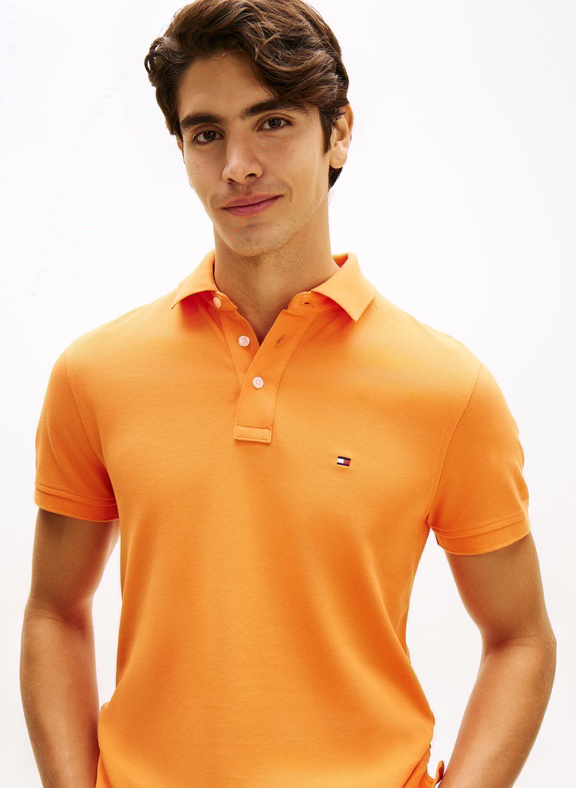 Polo slim-fit en coton bio Orange