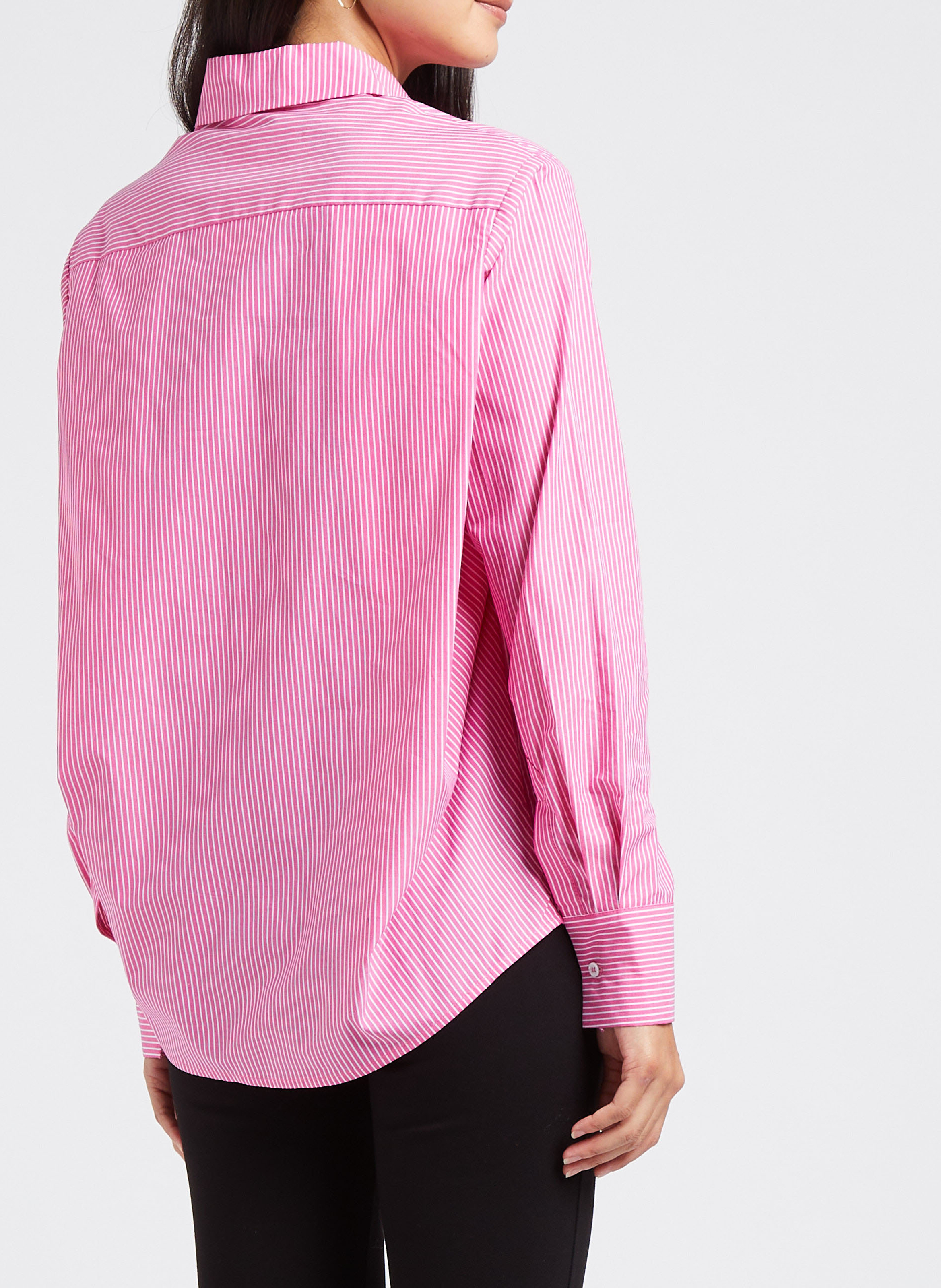 Recht, gestreept, katoenen overhemd met klassieke kraag COLLECTORS CLUB Roze