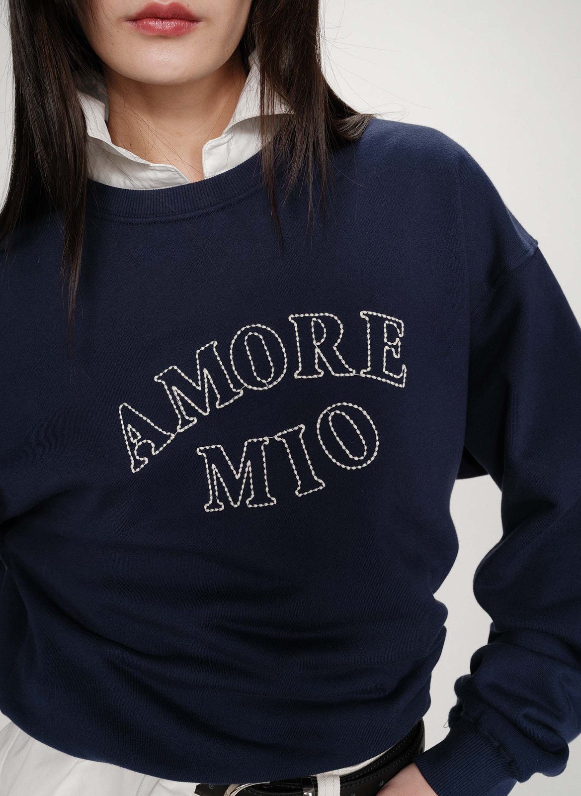 Cotton round-neck sweatshirt GRACE ET MILA Blue