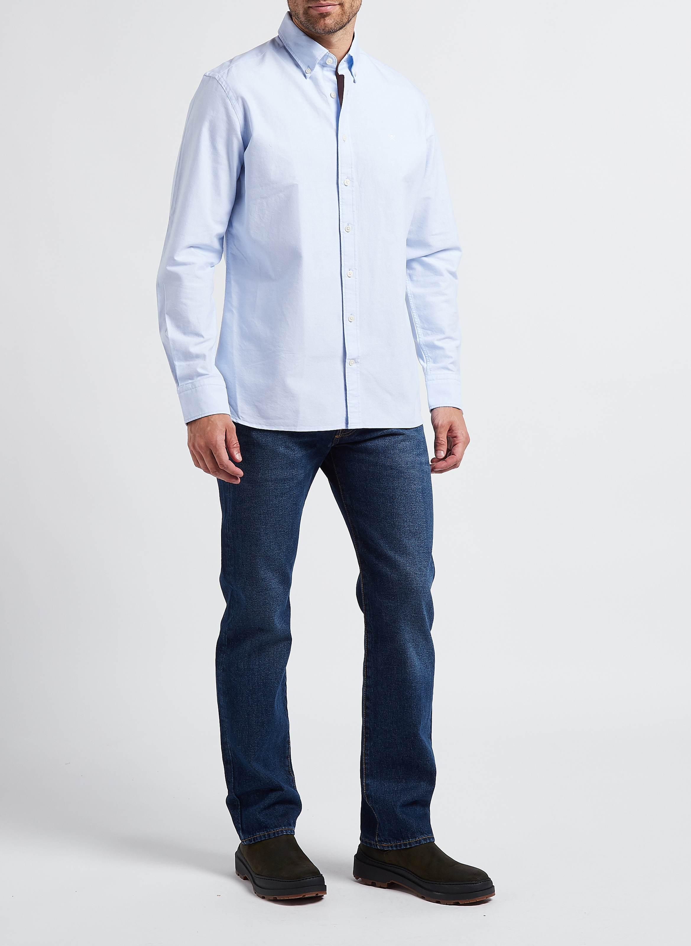 Katoenen blouse met klassieke kraag HACKETT Blauw