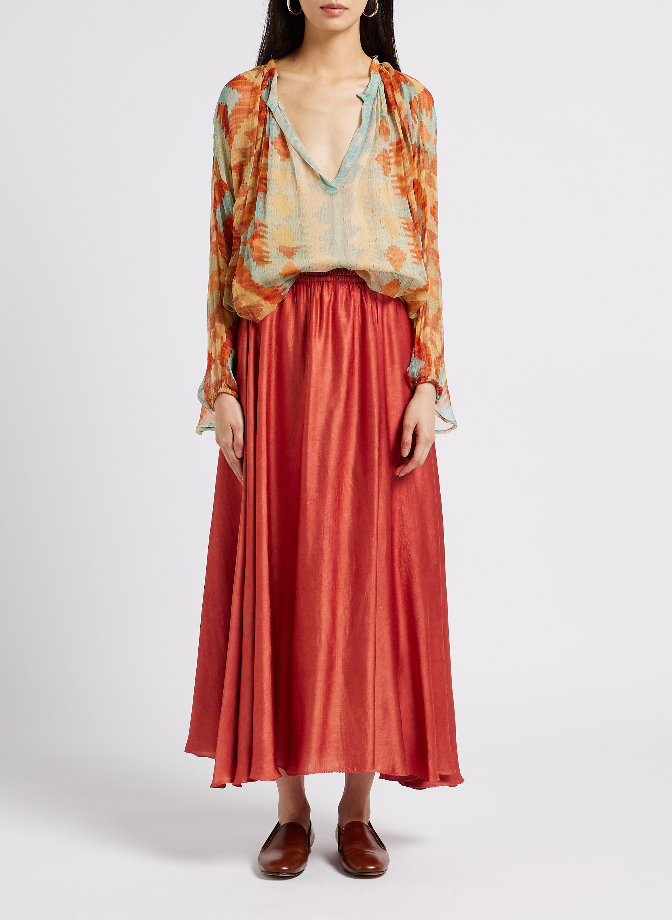 Jupe mi-longue satinée MES DEMOISELLES Rose