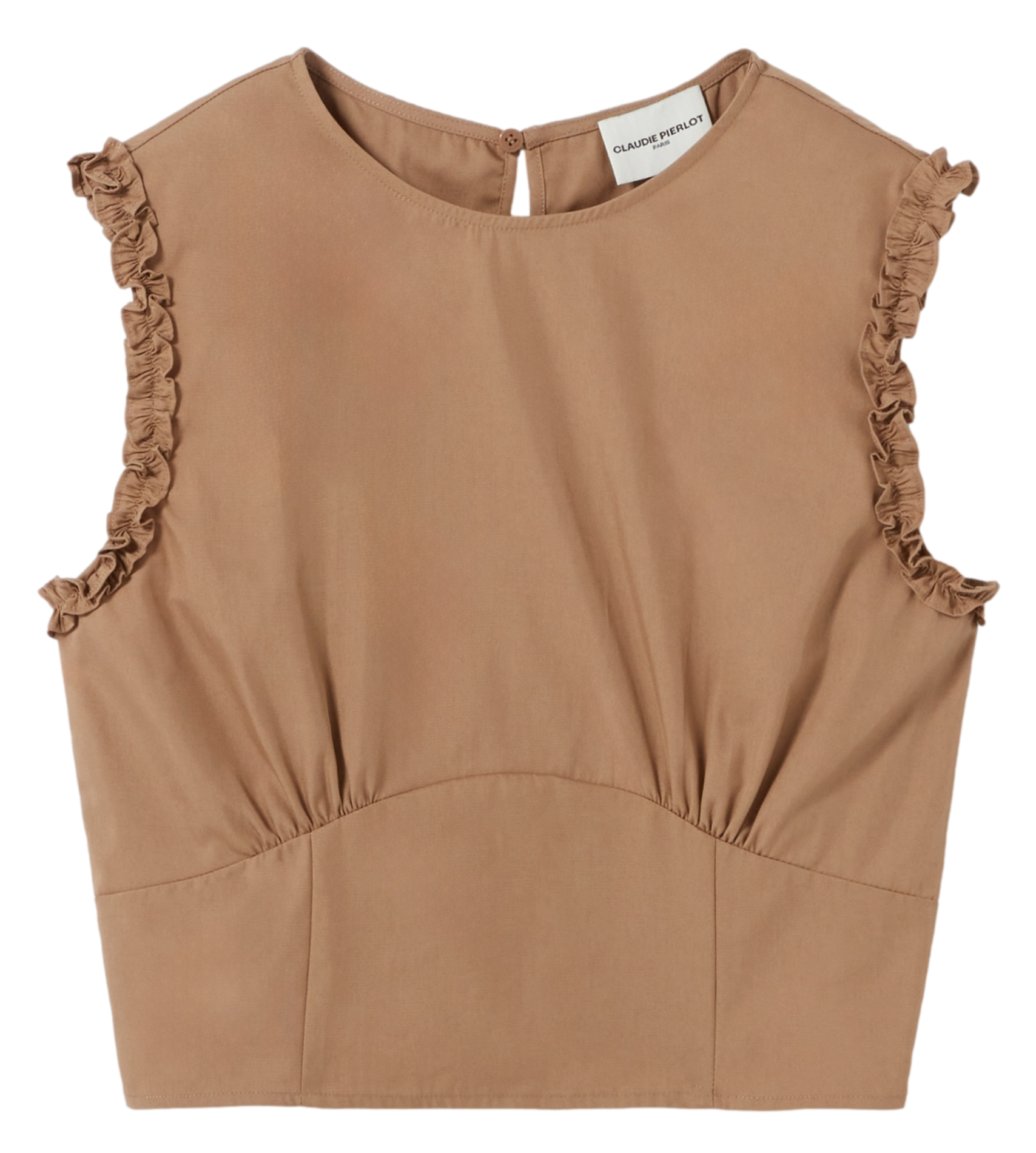 Top col rond en coton mélangé CLAUDIE PIERLOT Beige