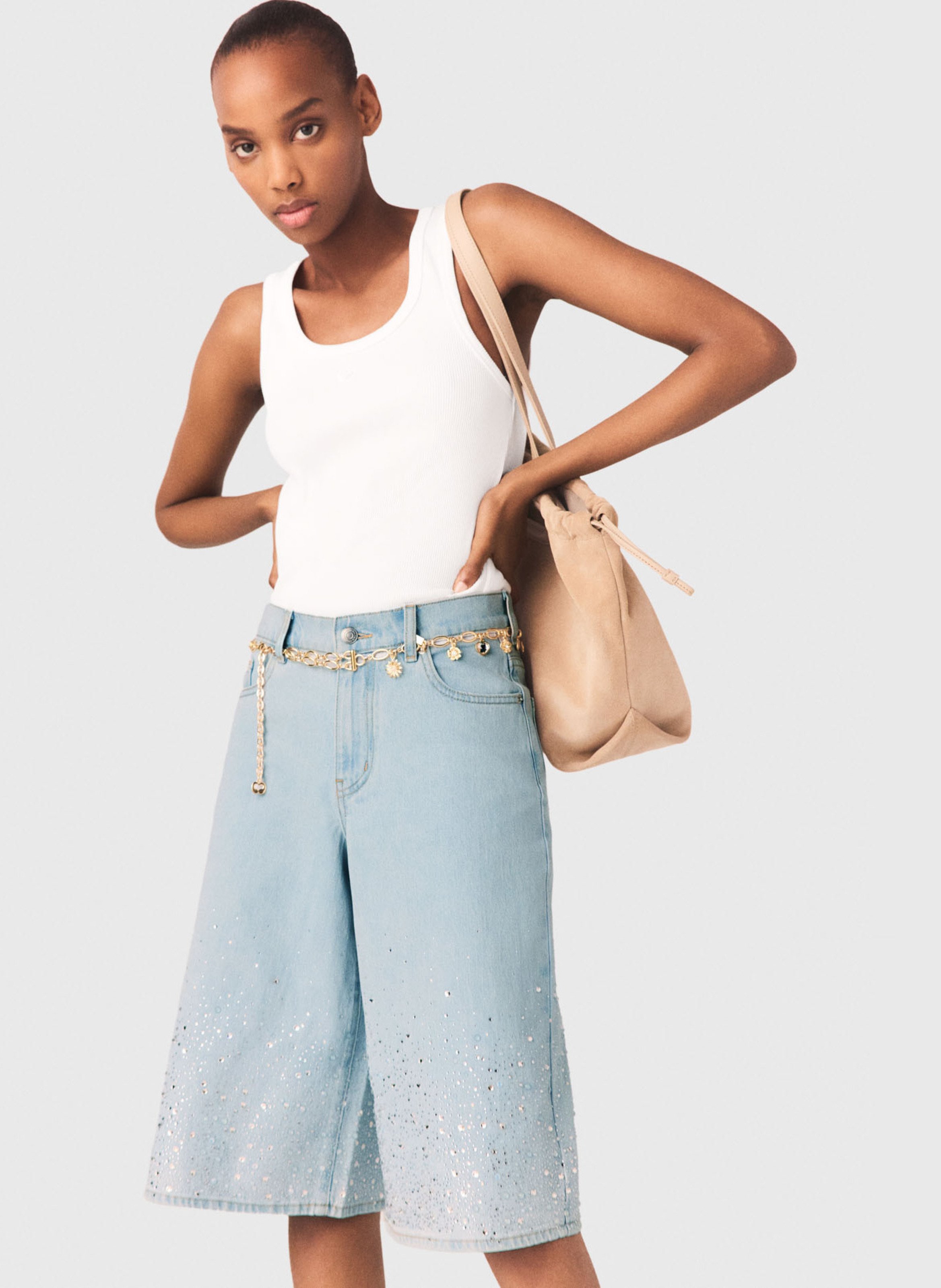 Bermuda large en coton mélangé MAJE Bleu