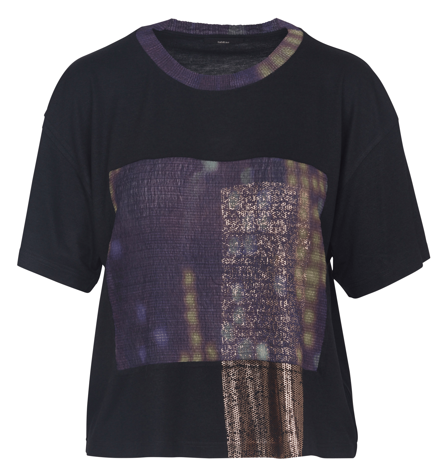 Round neck printed flowy t-shirt COTELAC Purple