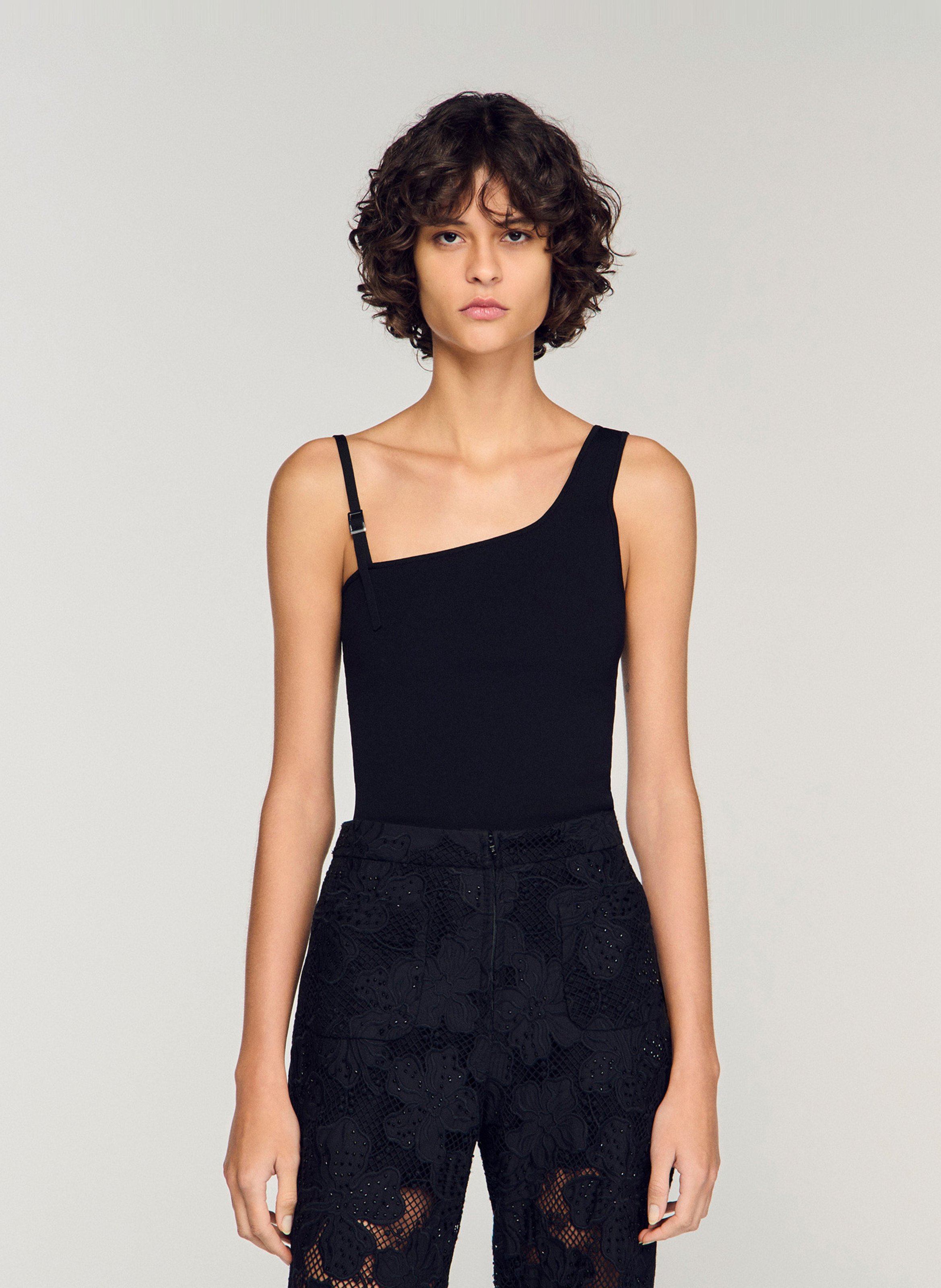 Top asymétrique  SANDRO Noir