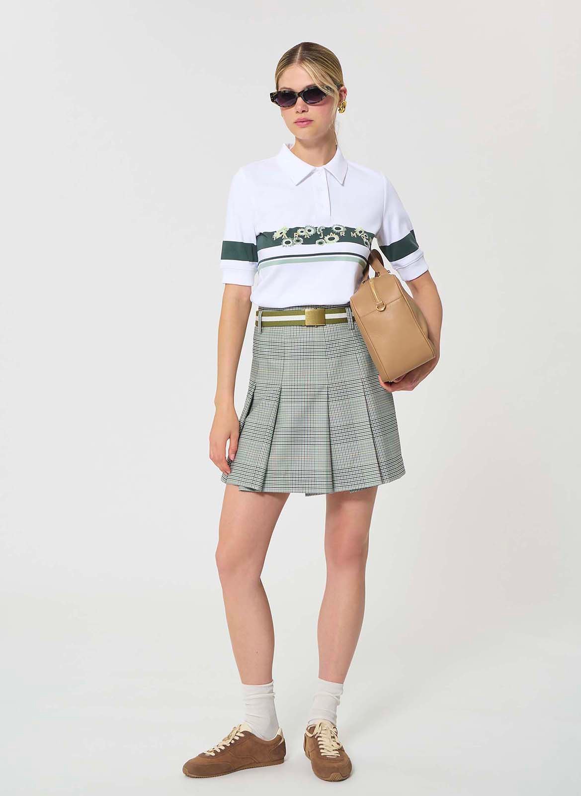 Jupe courte évasée à motif TARA JARMON Vert