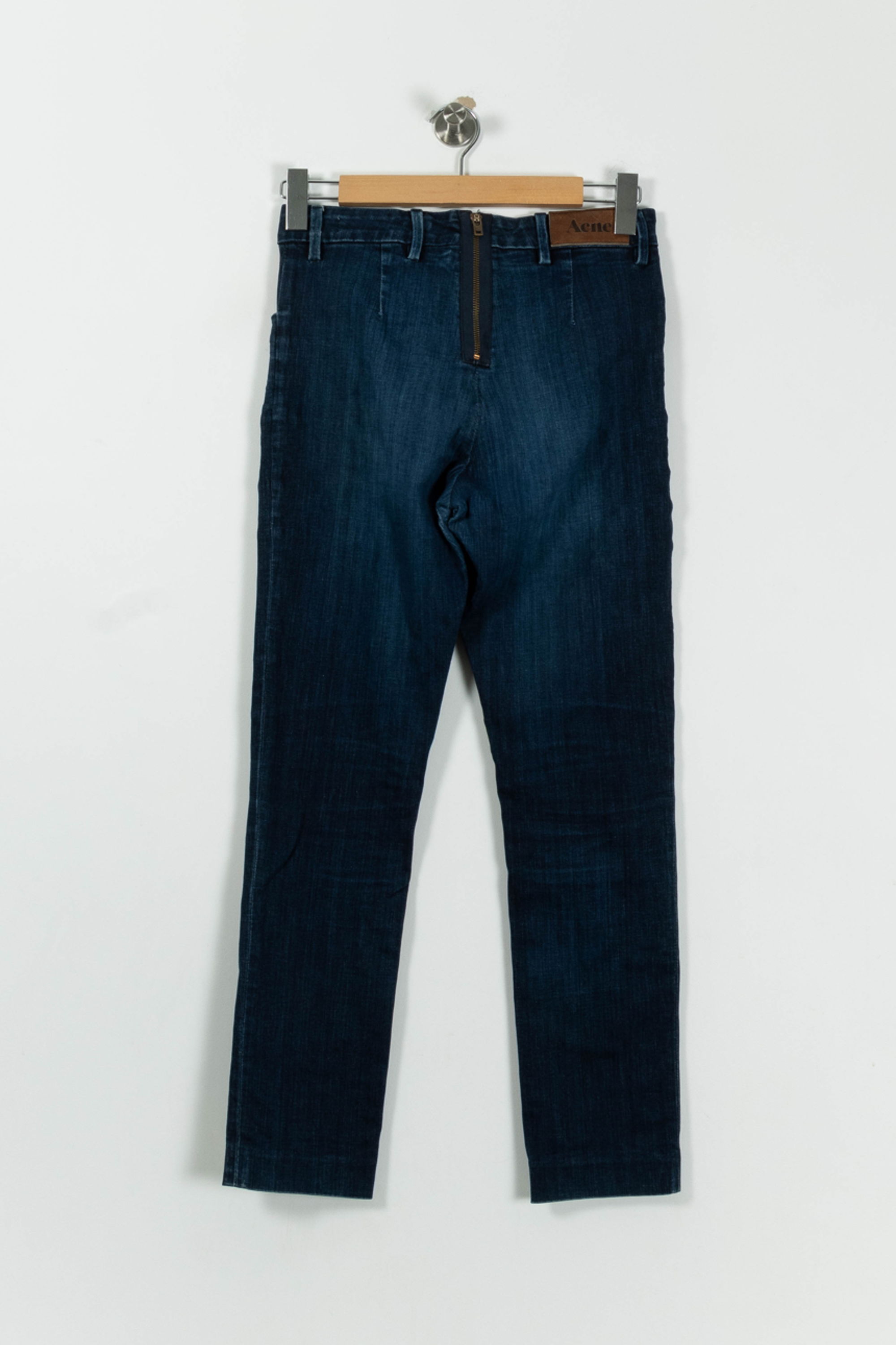 Cropped slim jeans with studs ACNE STUDIOS - Seconde Main Blue