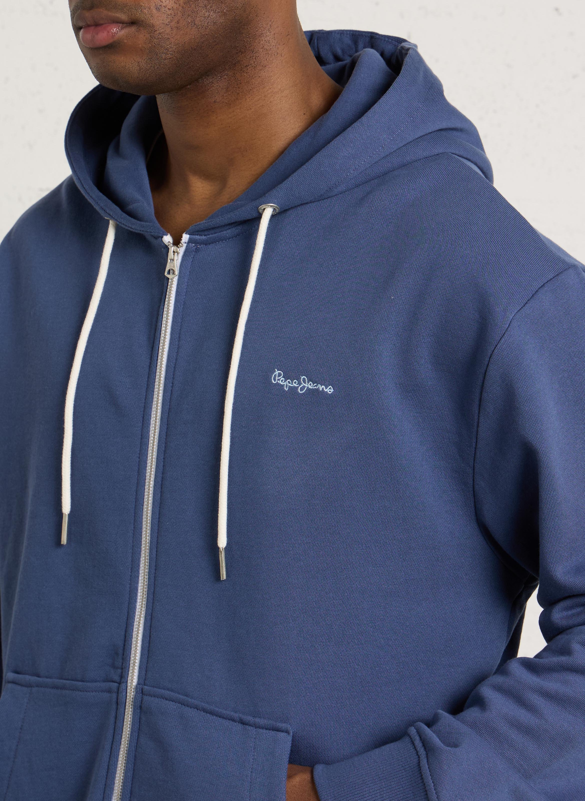 Sweat zippé à capuche droit en coton  PEPE JEANS Bleu