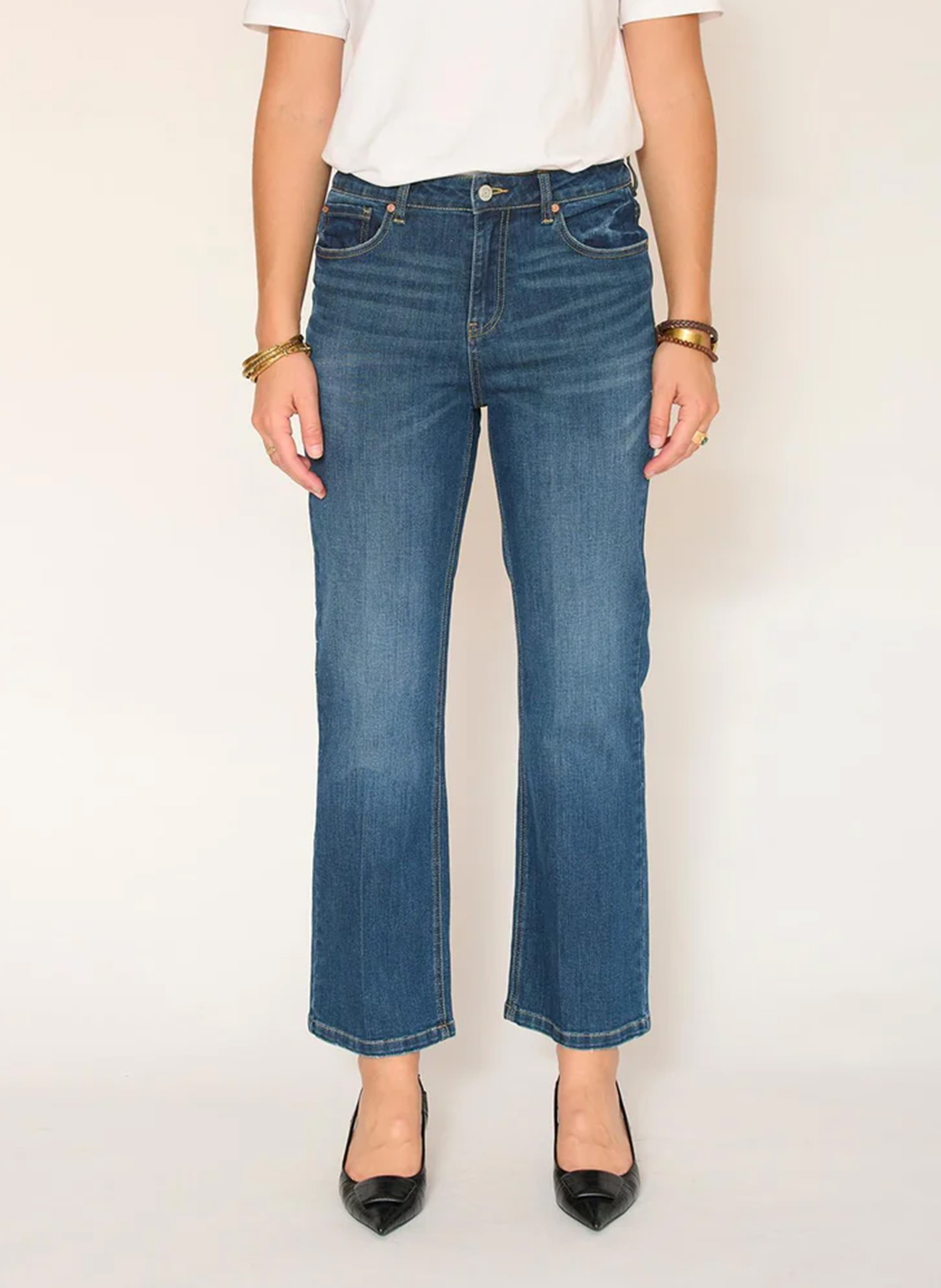 Jean flare en coton mélangé MKT Bleu