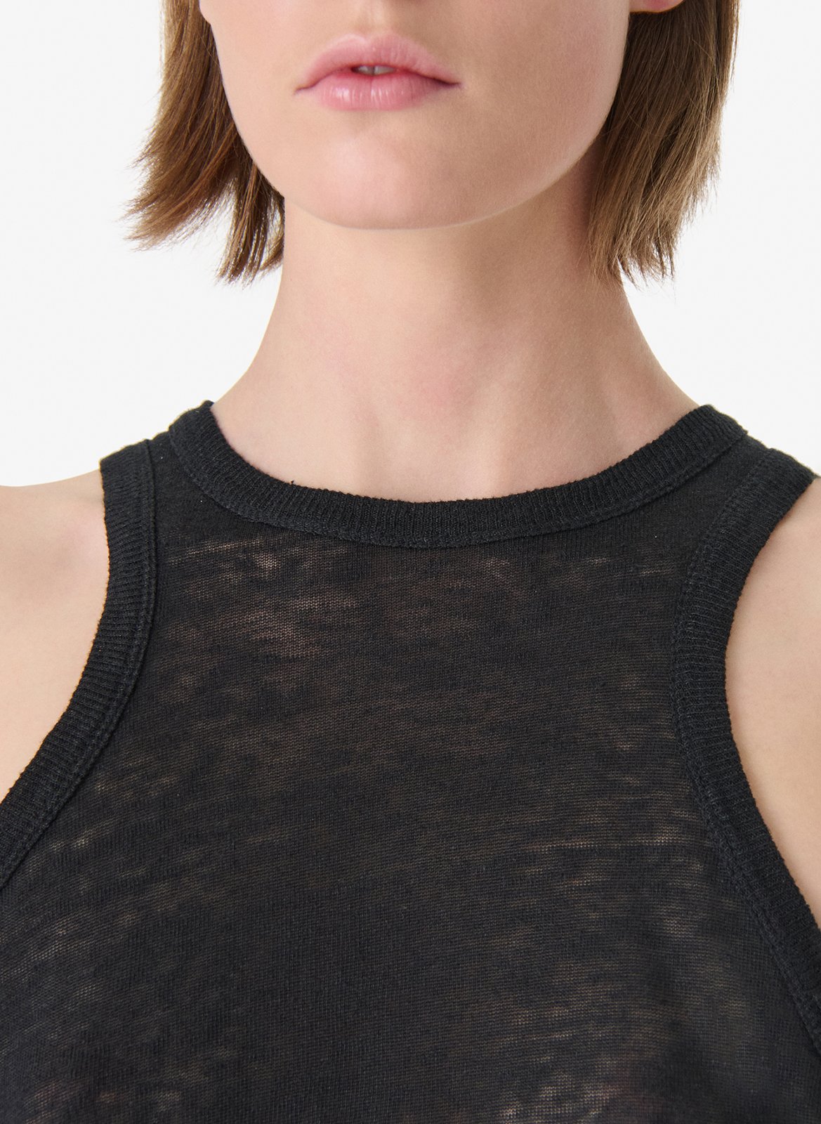 Aansluitende linnen top IRO Zwart