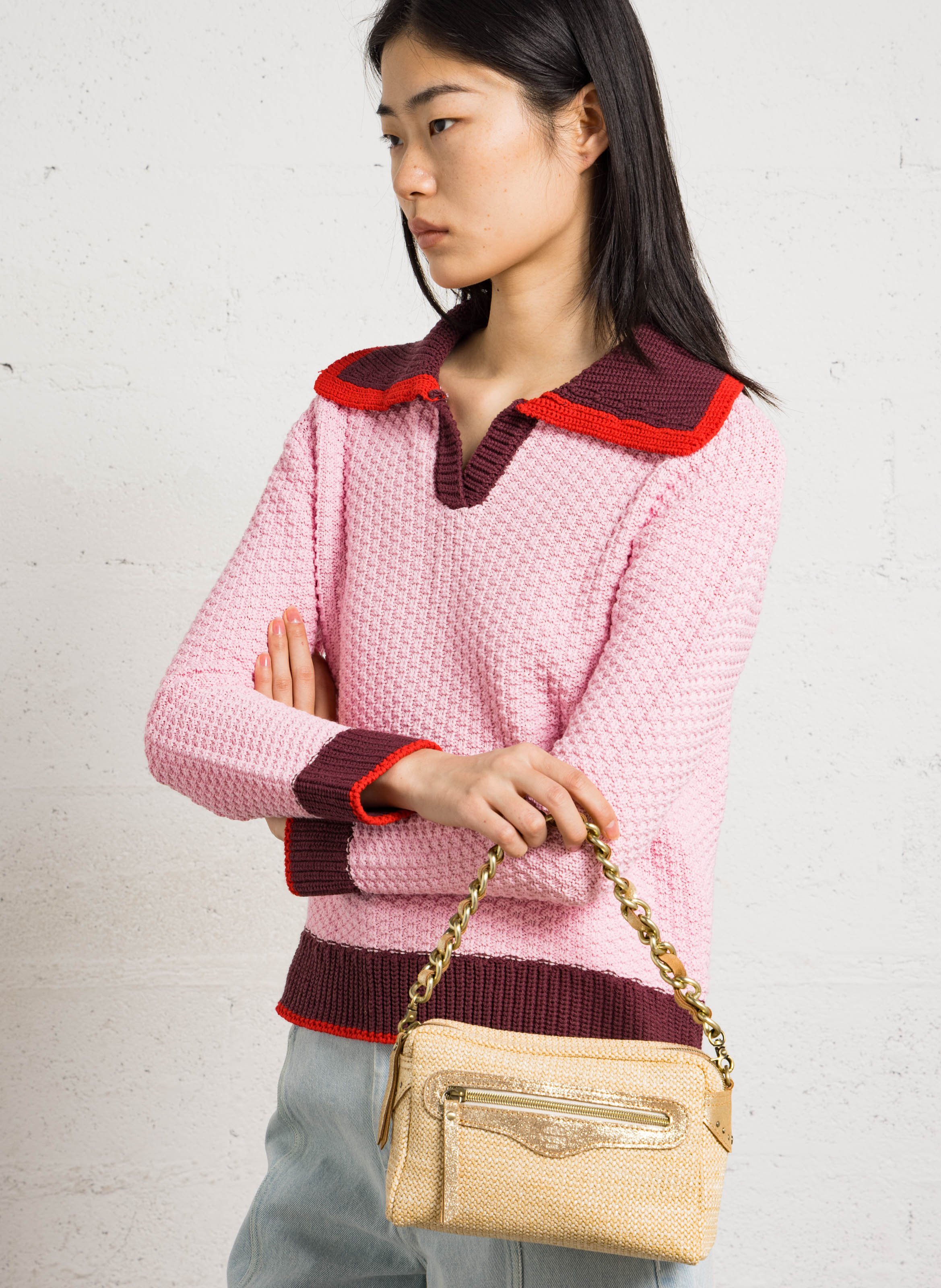 Sac bandoulière tressé à détail pailleté MILA LOUISE Beige