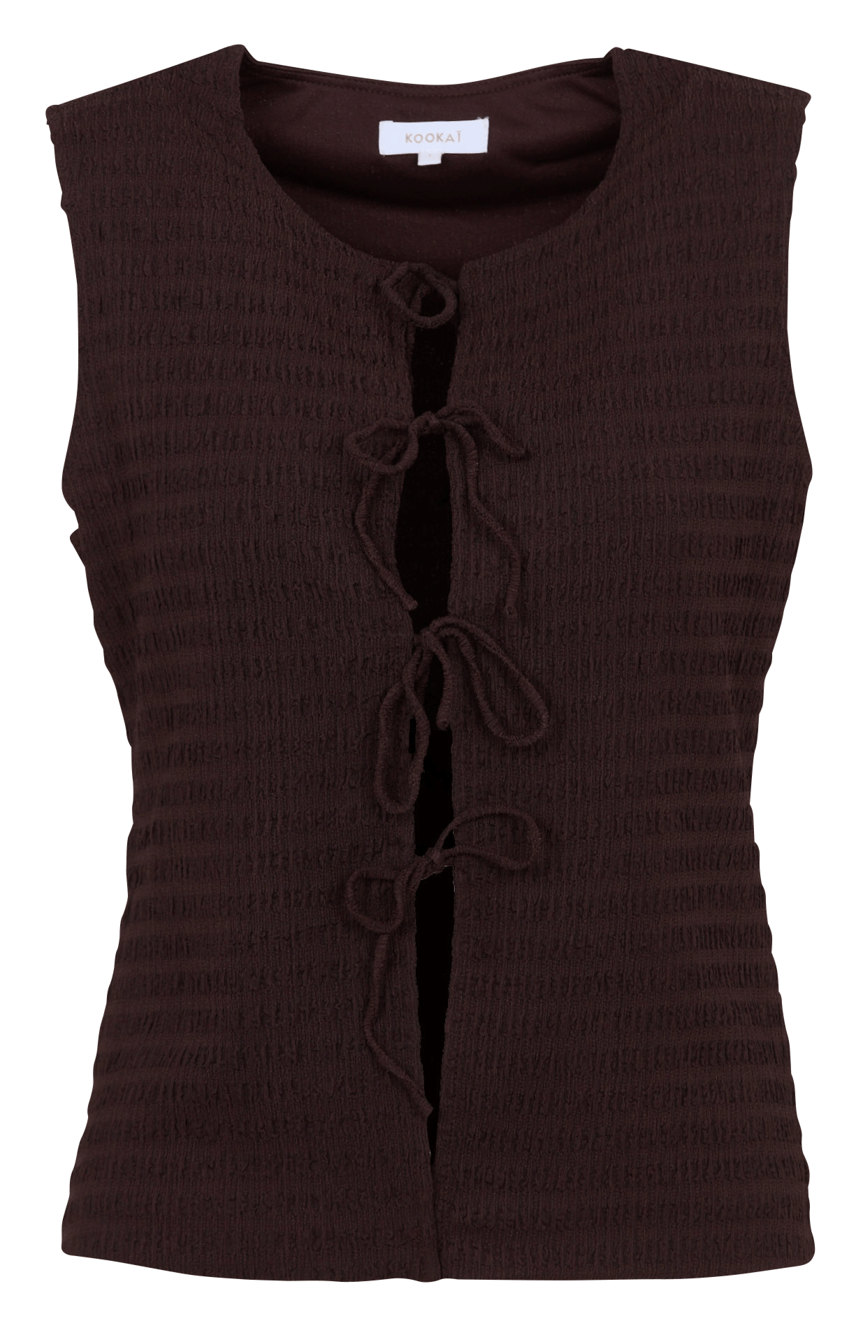 Gerade geschnittene, ärmellose Bluse aus Viskose-Mix KOOKAI Braun
