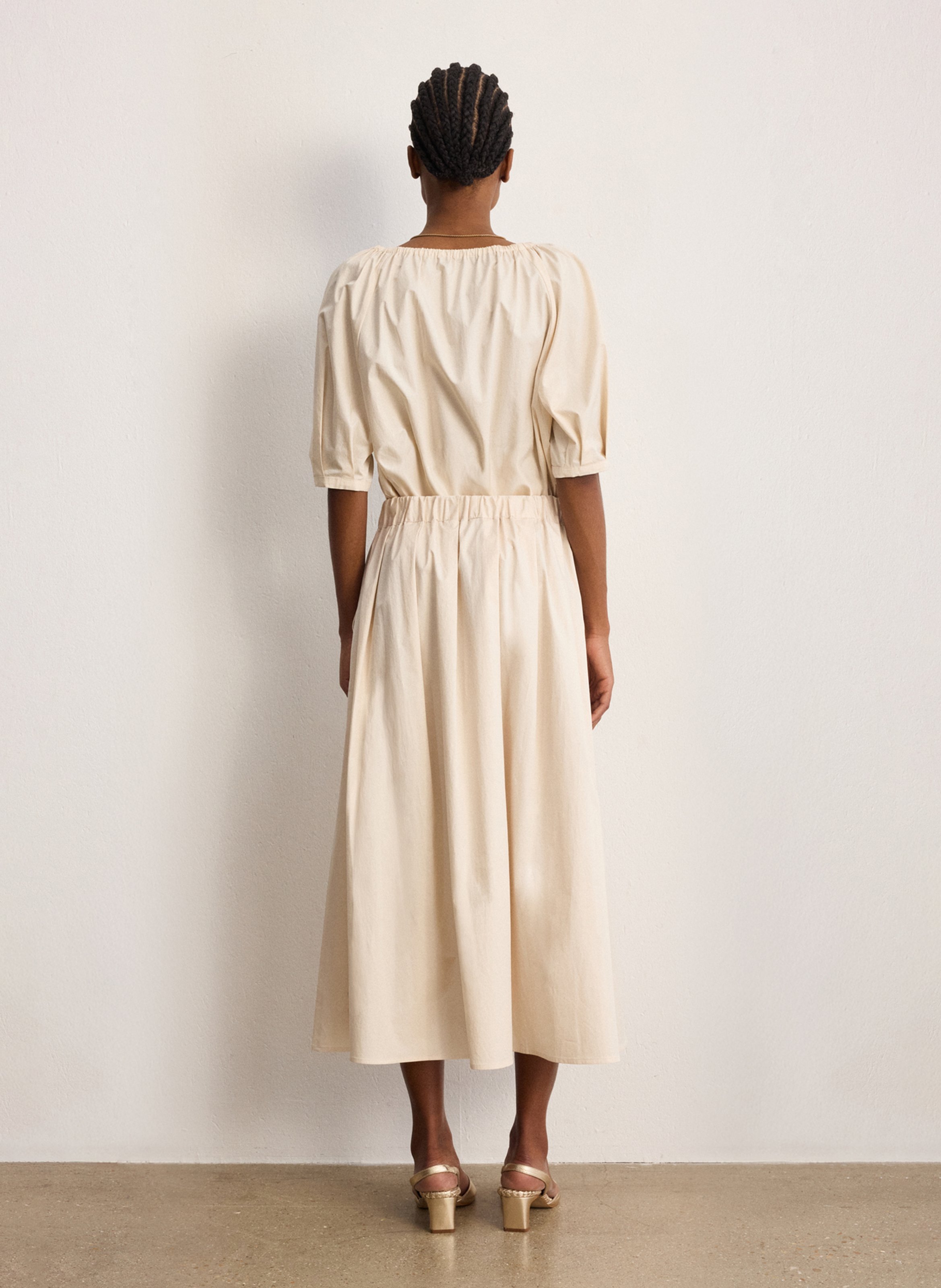 Jupe midi en coton mélangé PABLO Beige