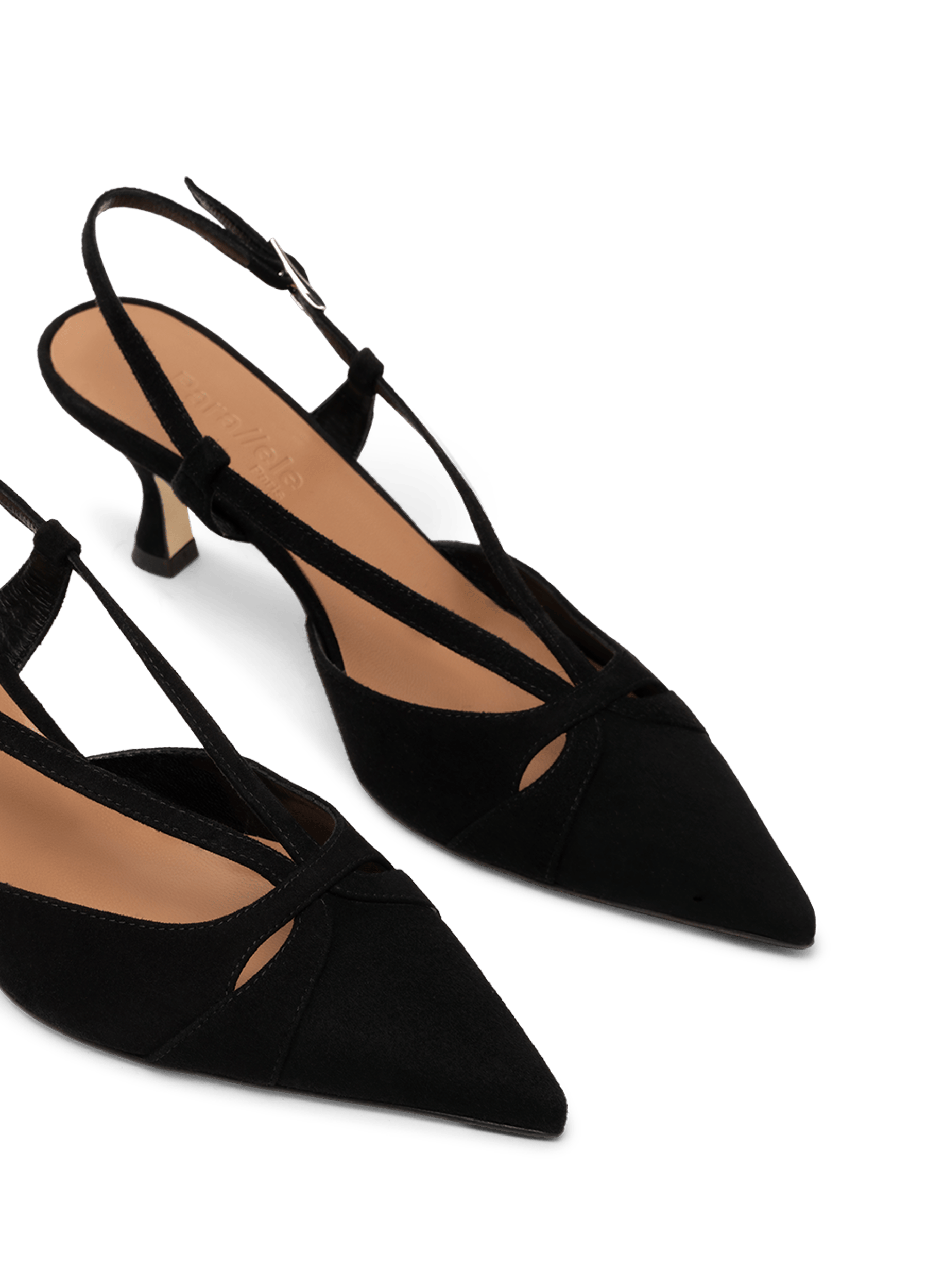 Slingback en cuir velours noir PARALLELE PARIS Noir