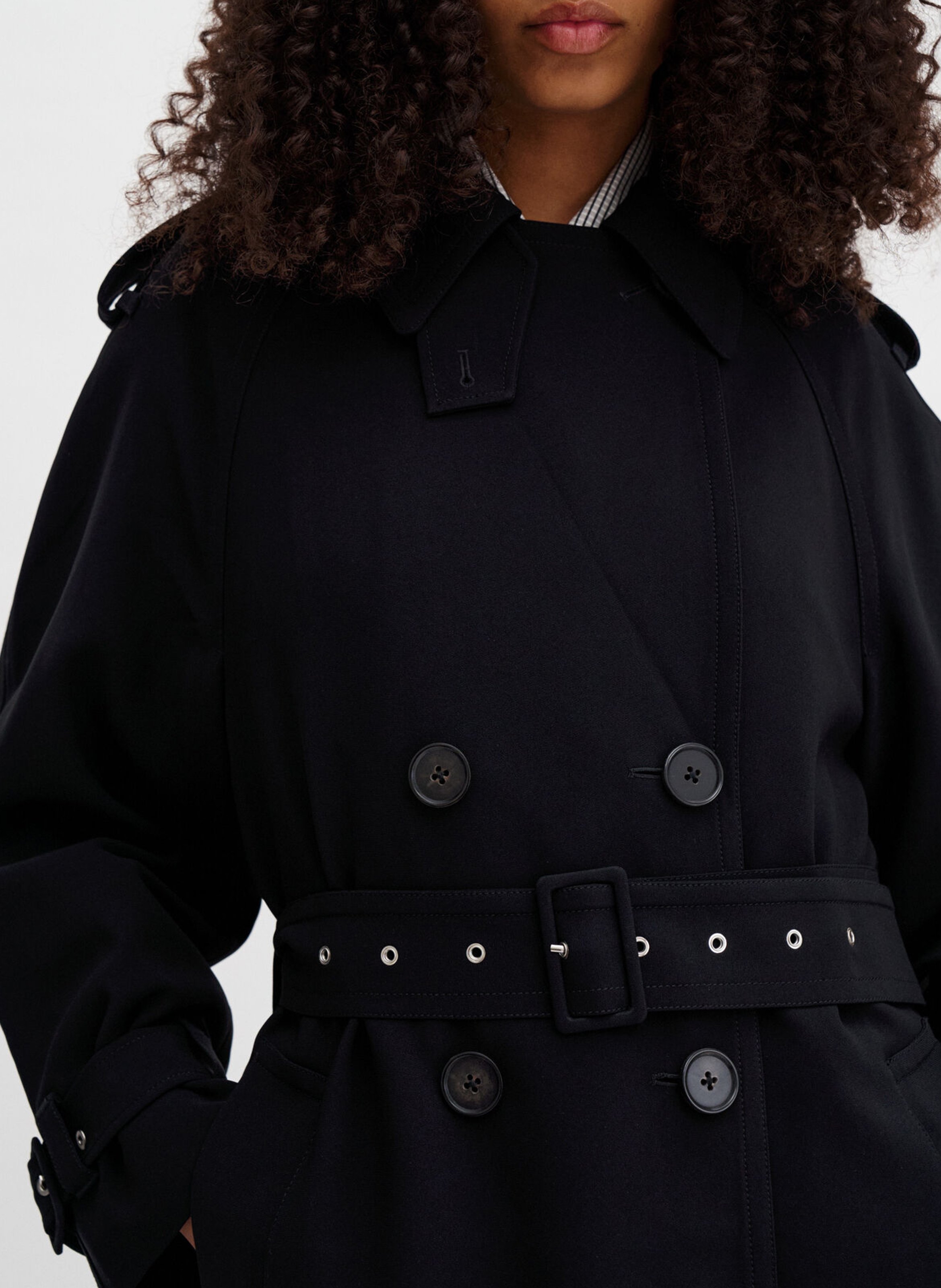 Belted straight coat in solid color FILIPPA K Black