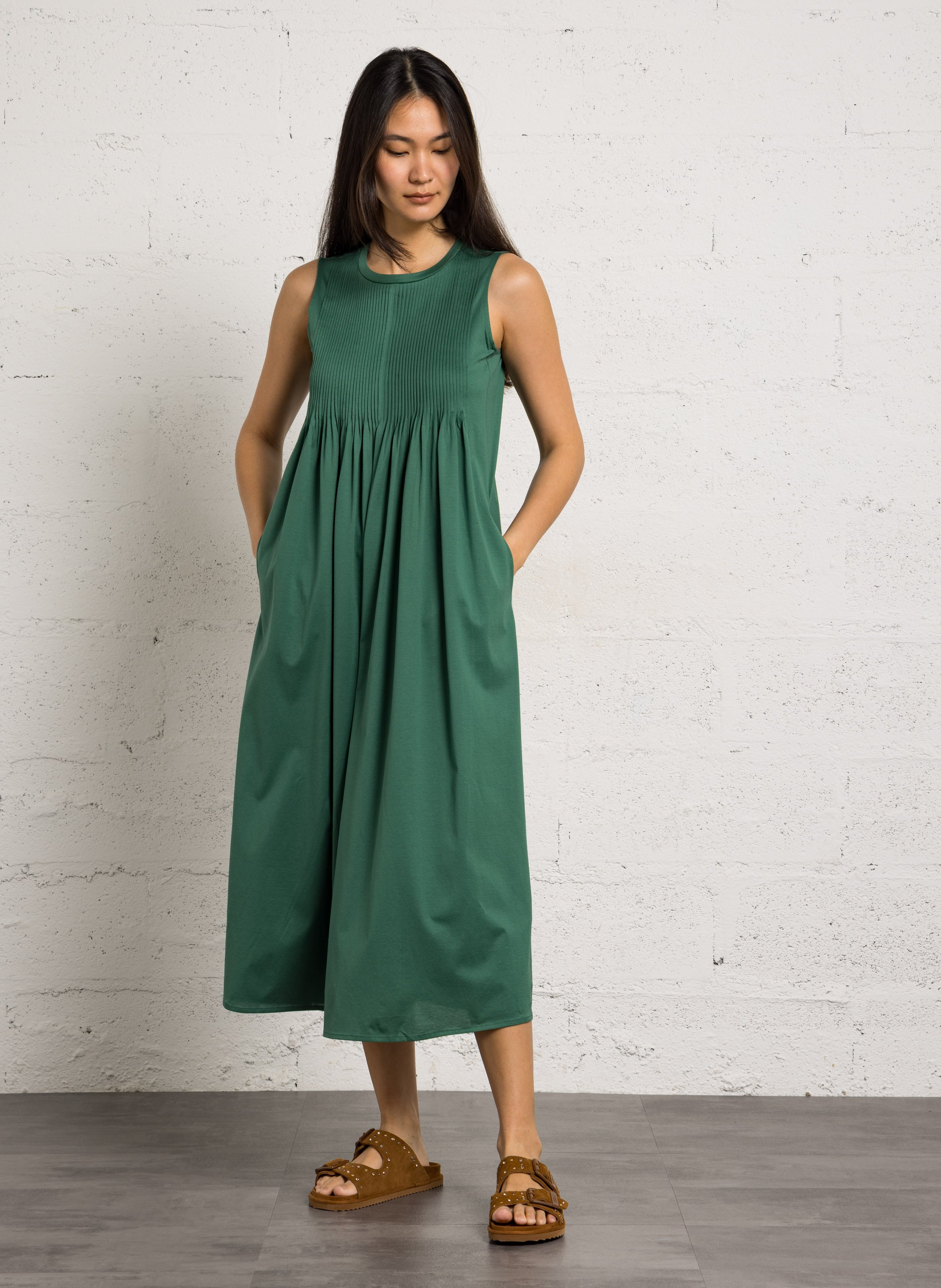 Flache Ledersandalen mit Samt COLORS OF CALIFORNIA Beige