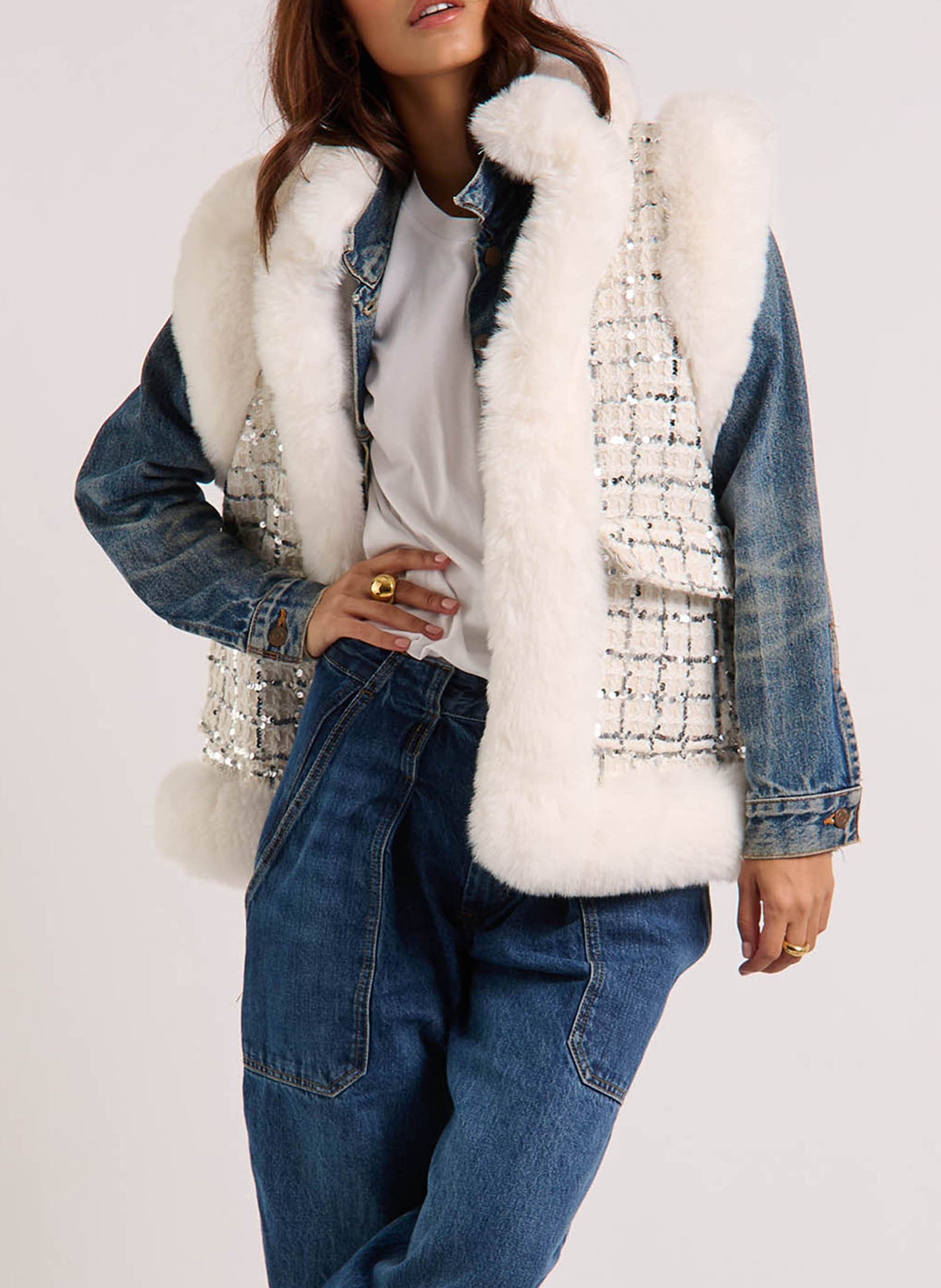 Veste col rond effet fourrure WILD