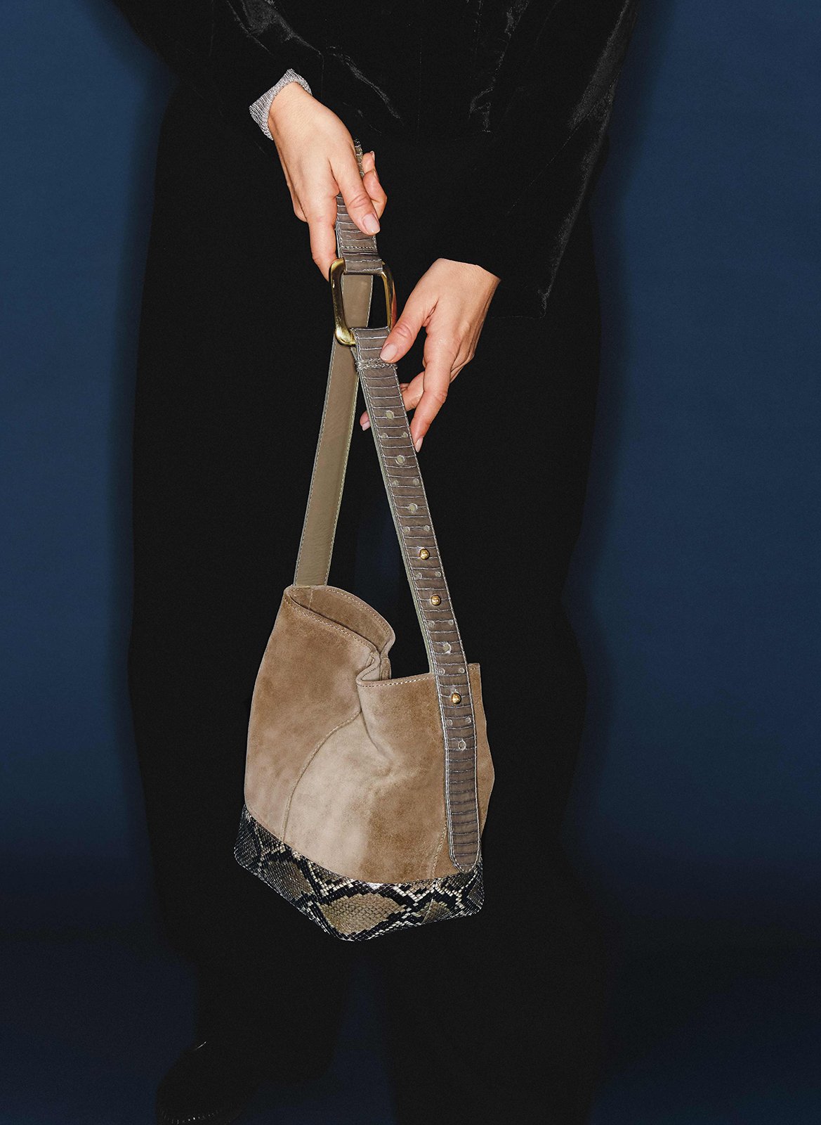 Umhängetasche aus Leder CLARIS VIROT Khaki