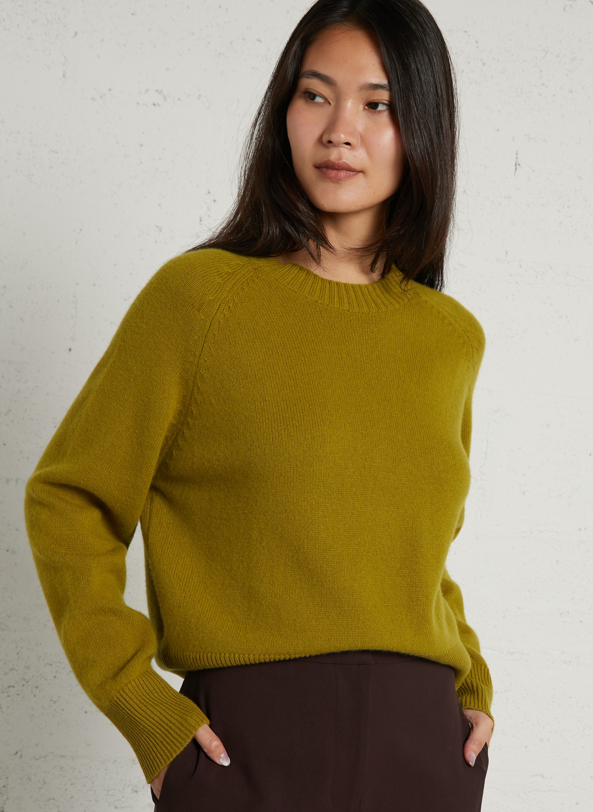 Pull col rond en laine recyclée SUNCOO Vert
