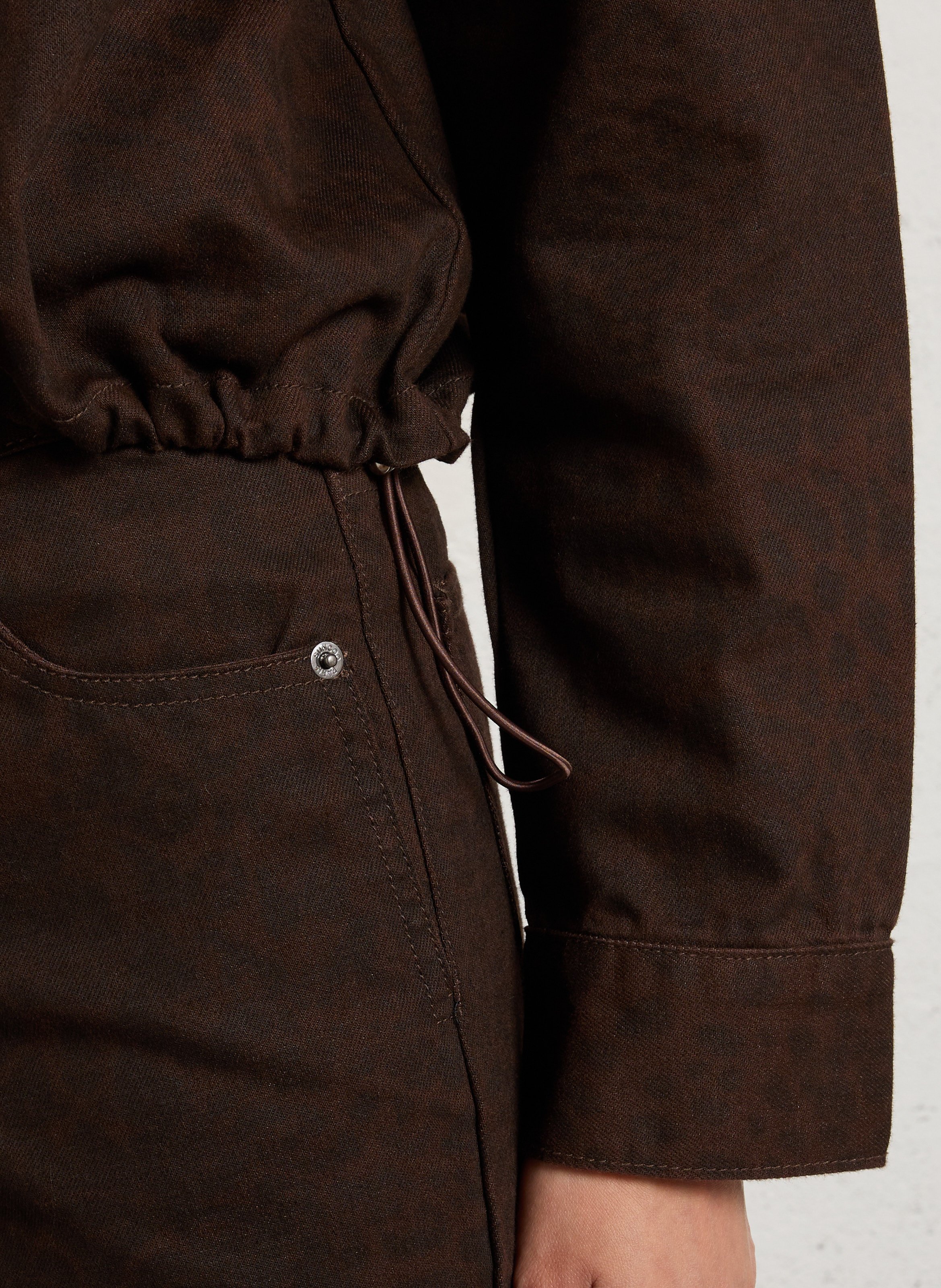 Oversized jack met klassieke kraag van bedrukte katoenmix | Bruin SUNCOO Dames