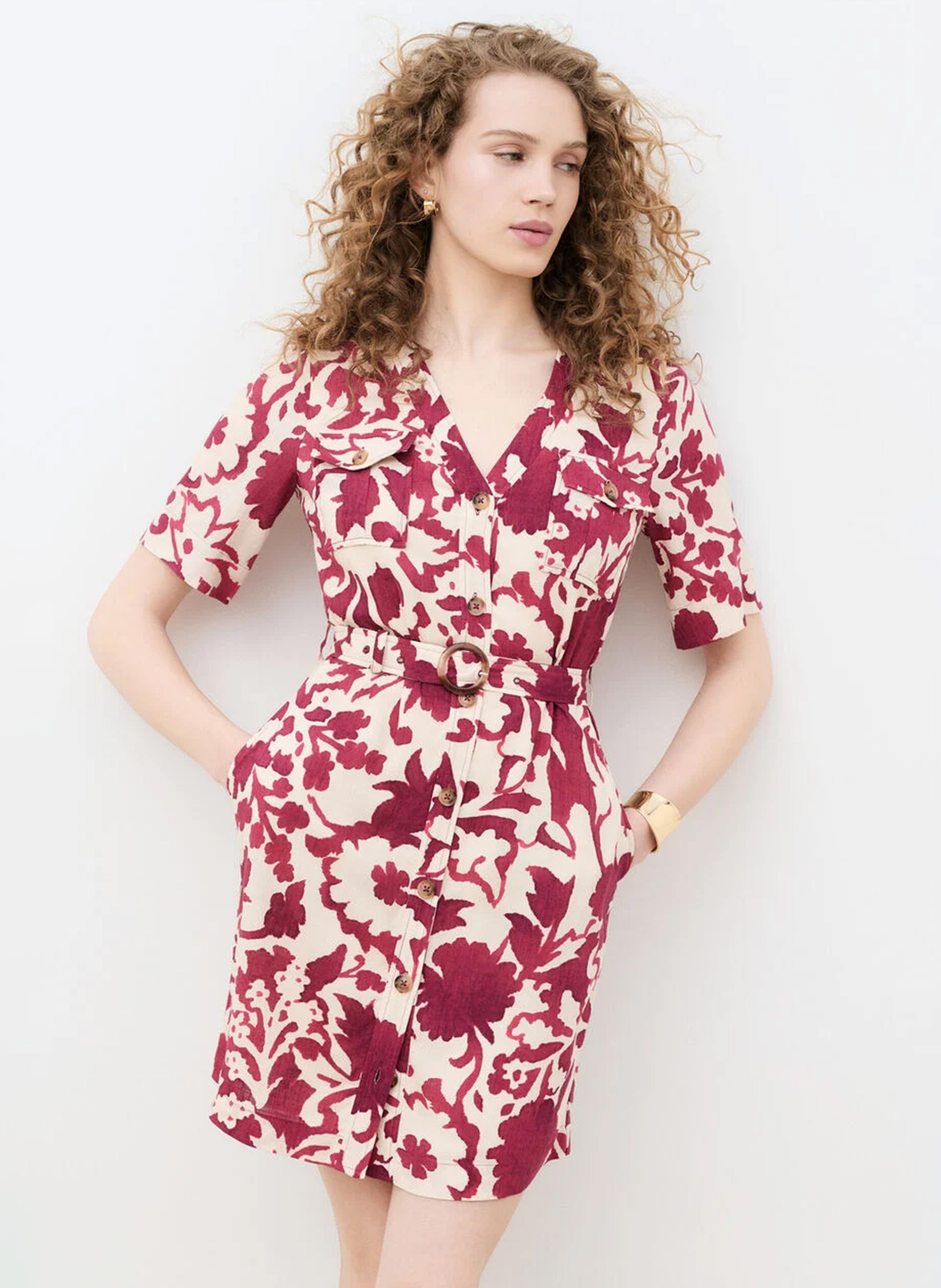 Geblümtes Kurzkleid CAROLL Rot