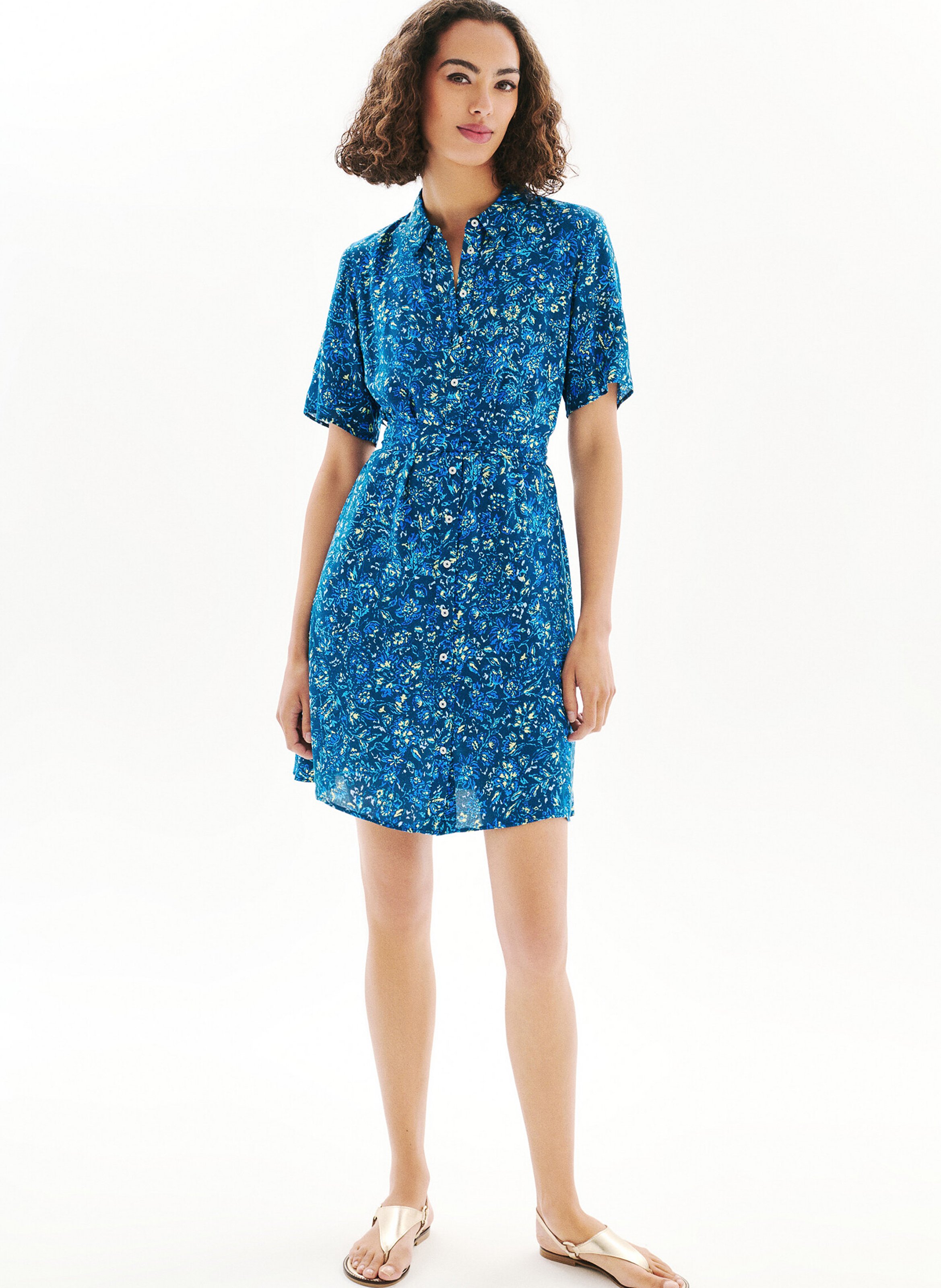 Geblümtes Hemdblusenkleid CAROLL Blau