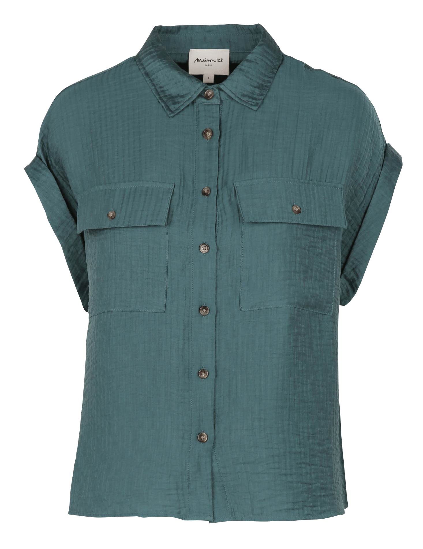 Textured short-sleeve shirt MAISON 123 Blue